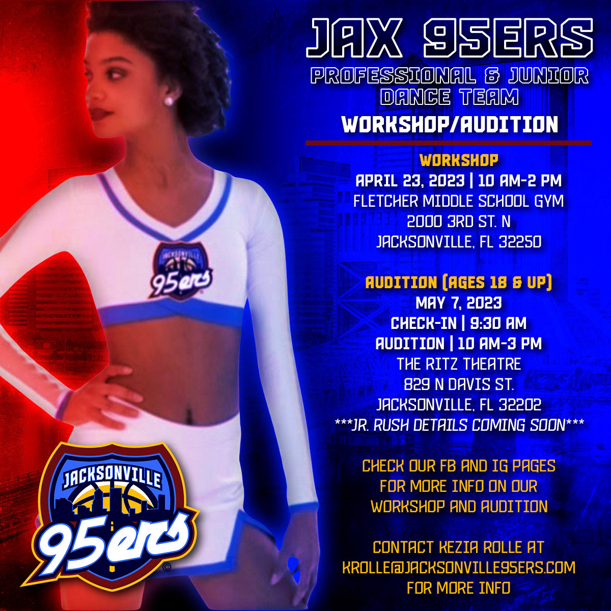 Jax 95ers Rush Dance Team Tryout Flyer 2