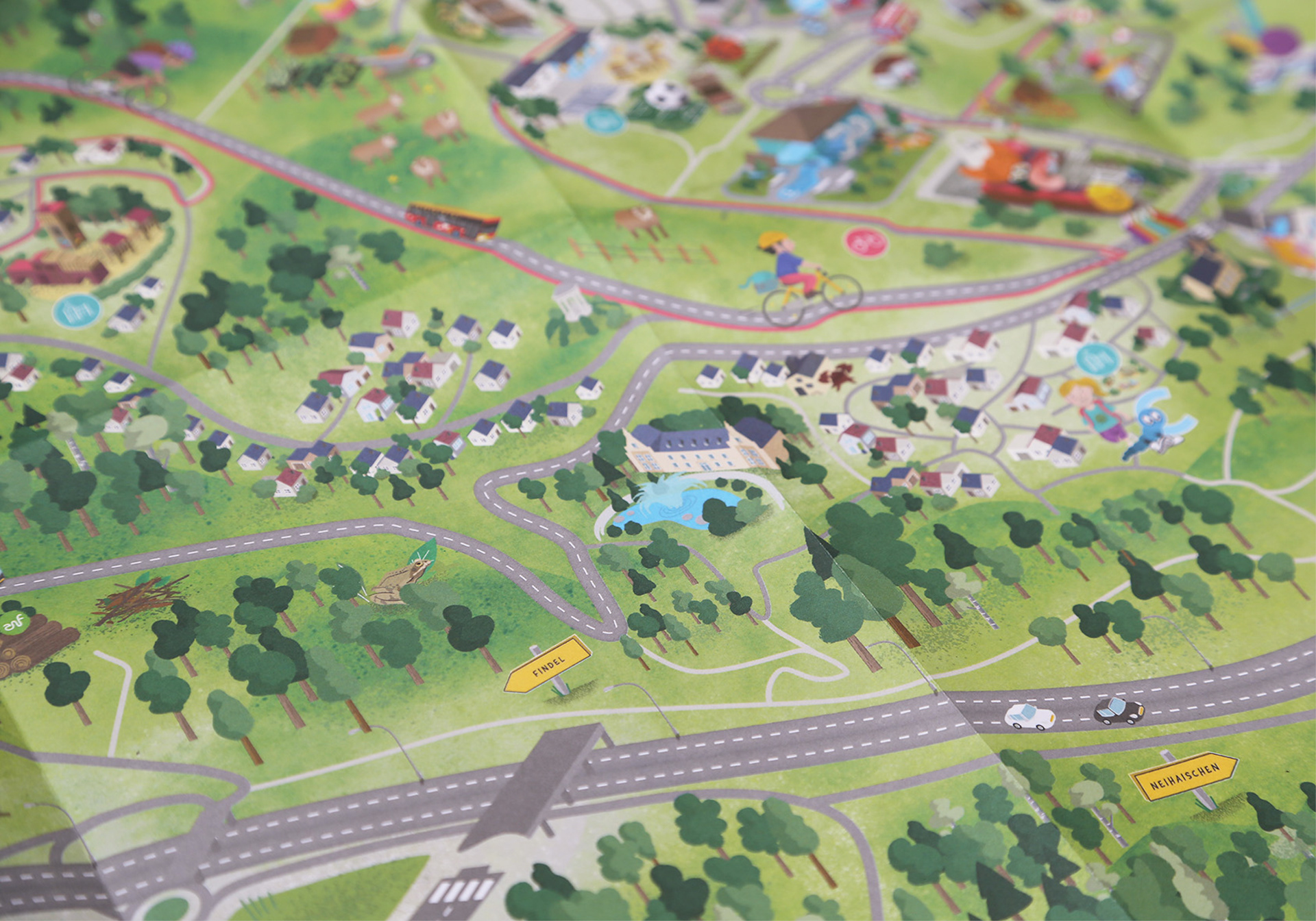 The photo shows a section of the children's map for Niederanven.