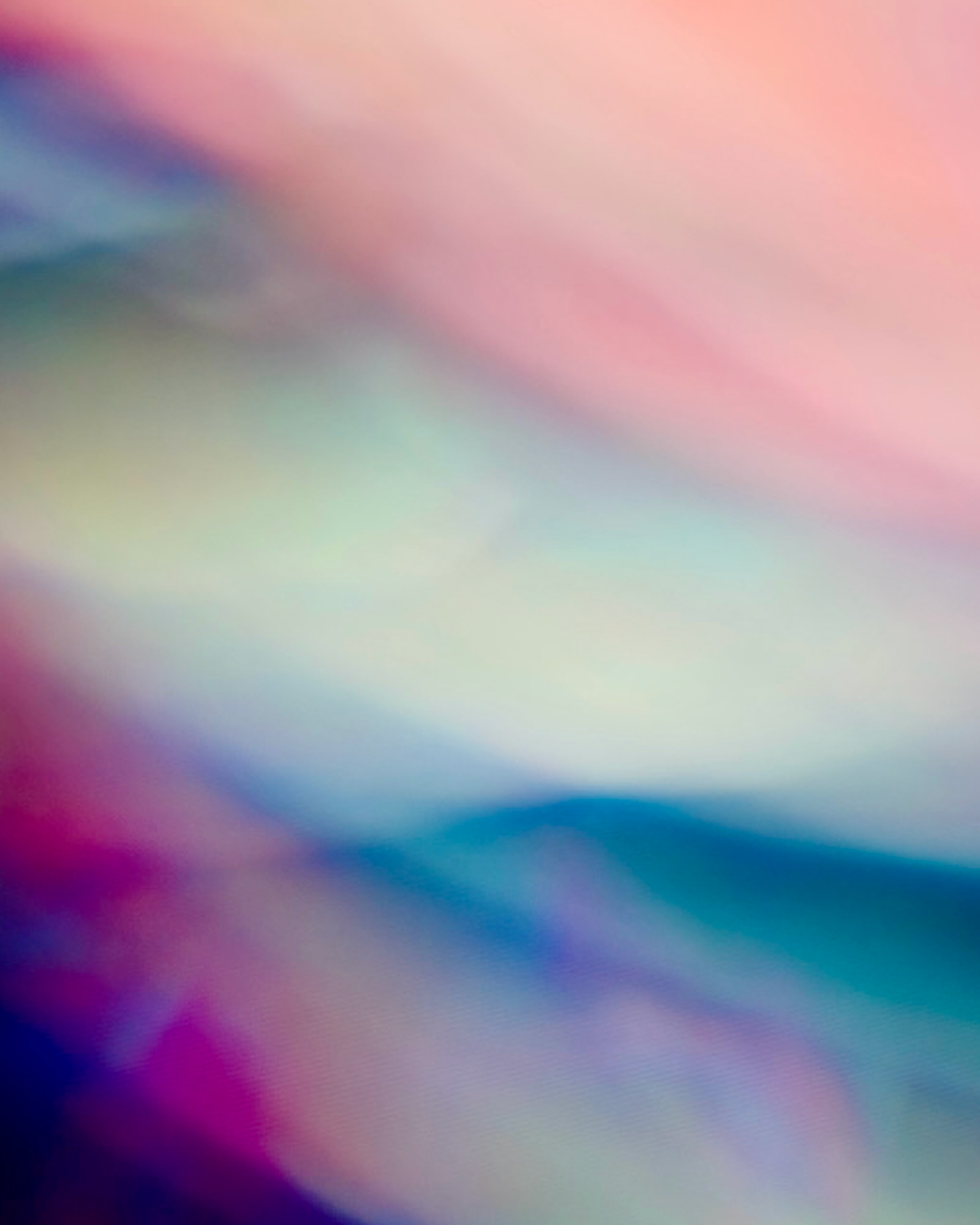 a tryptic of vertical paintings in soft blurry hues of pinks peaches and blues entitled Endless Path