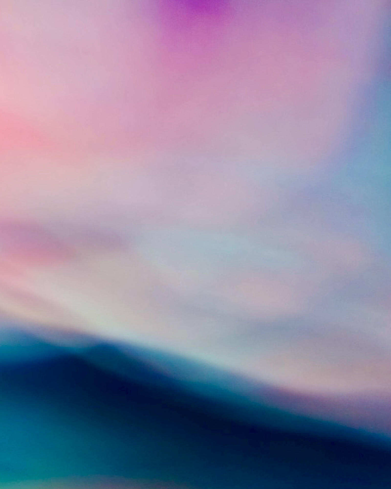 a tryptic of vertical paintings in soft blurry hues of pinks peaches and blues entitled Endless Path