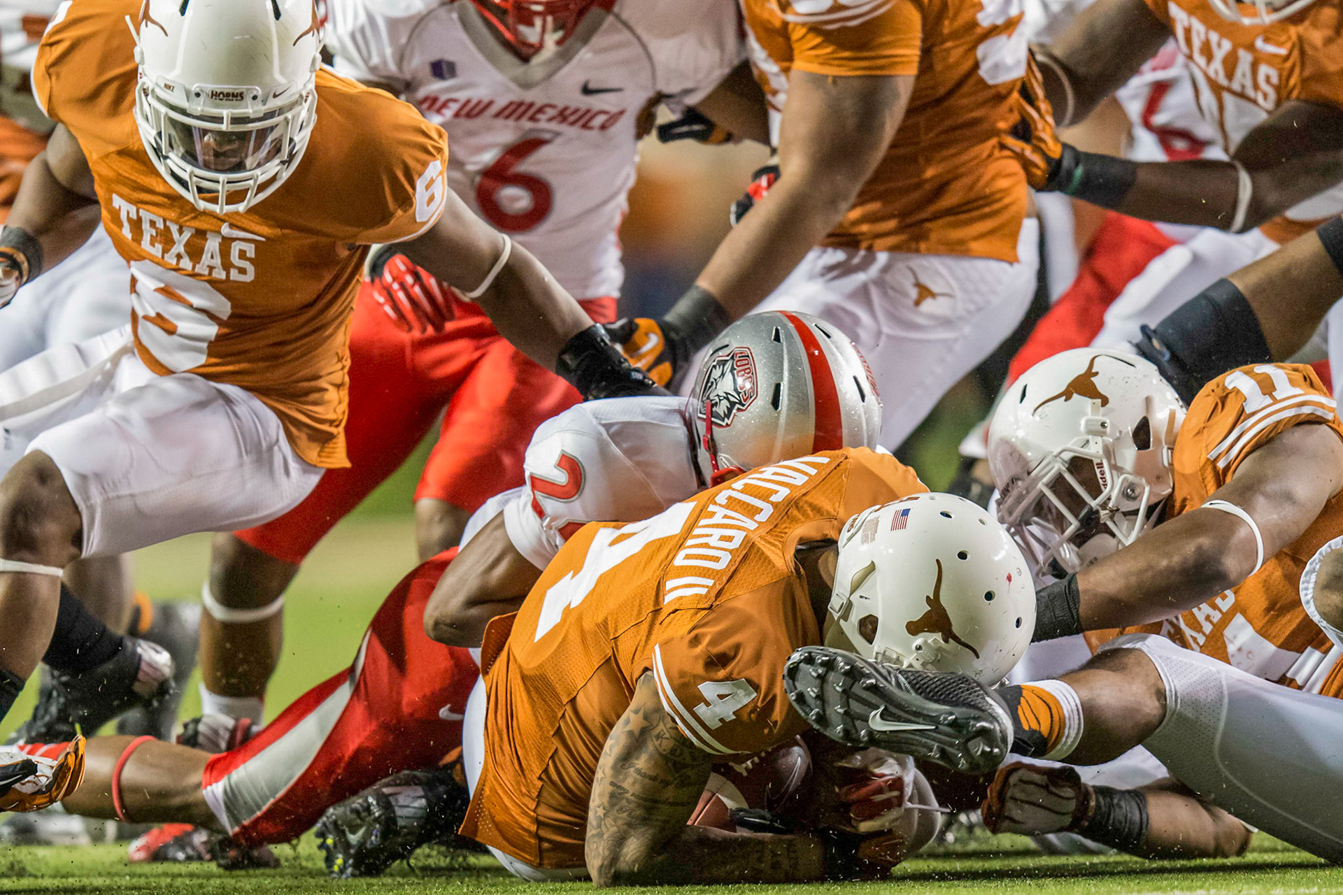 Texas Longhorns cause a fumble