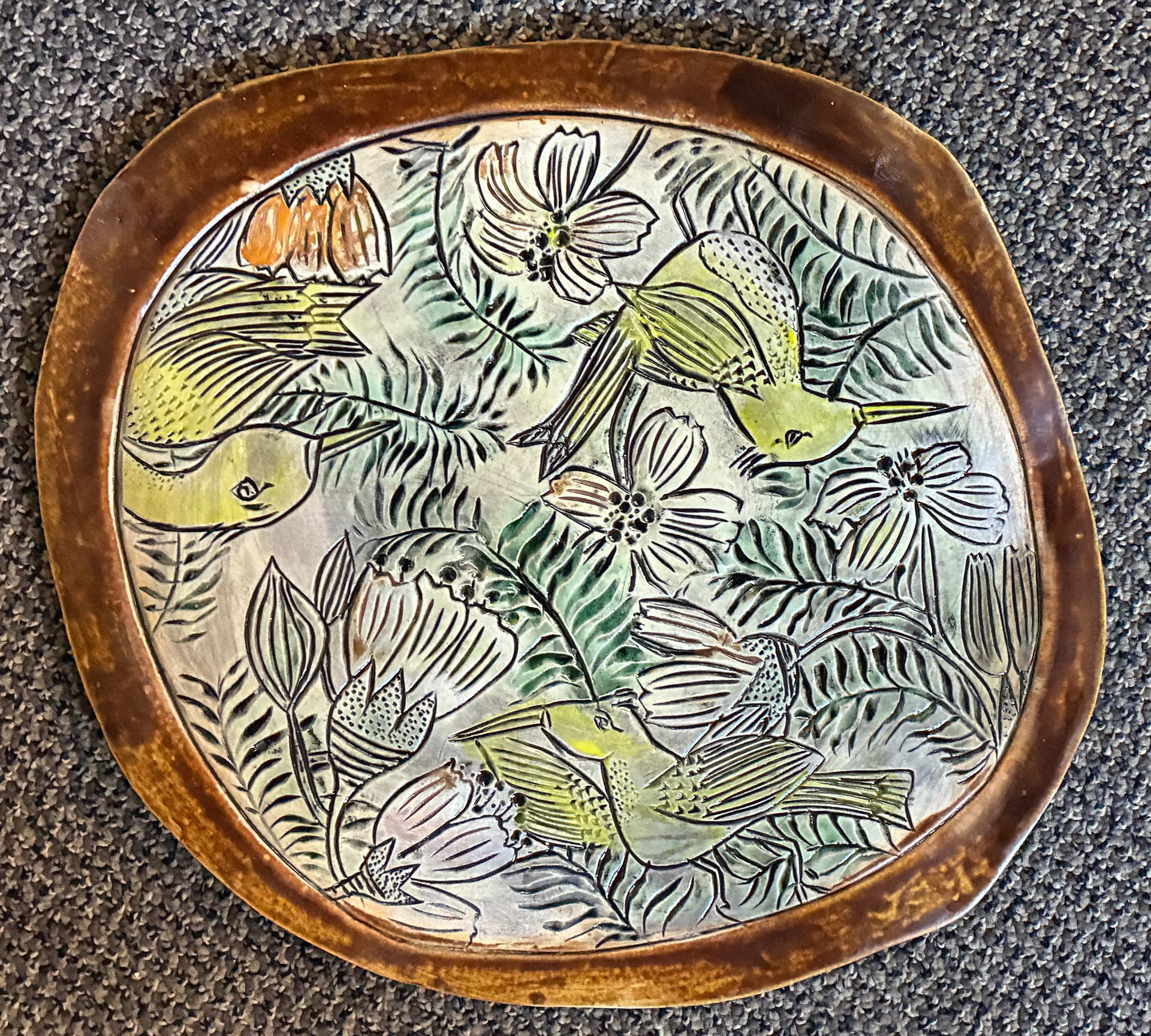 C1 / Charger with Three Birds, 15", sale price, $275