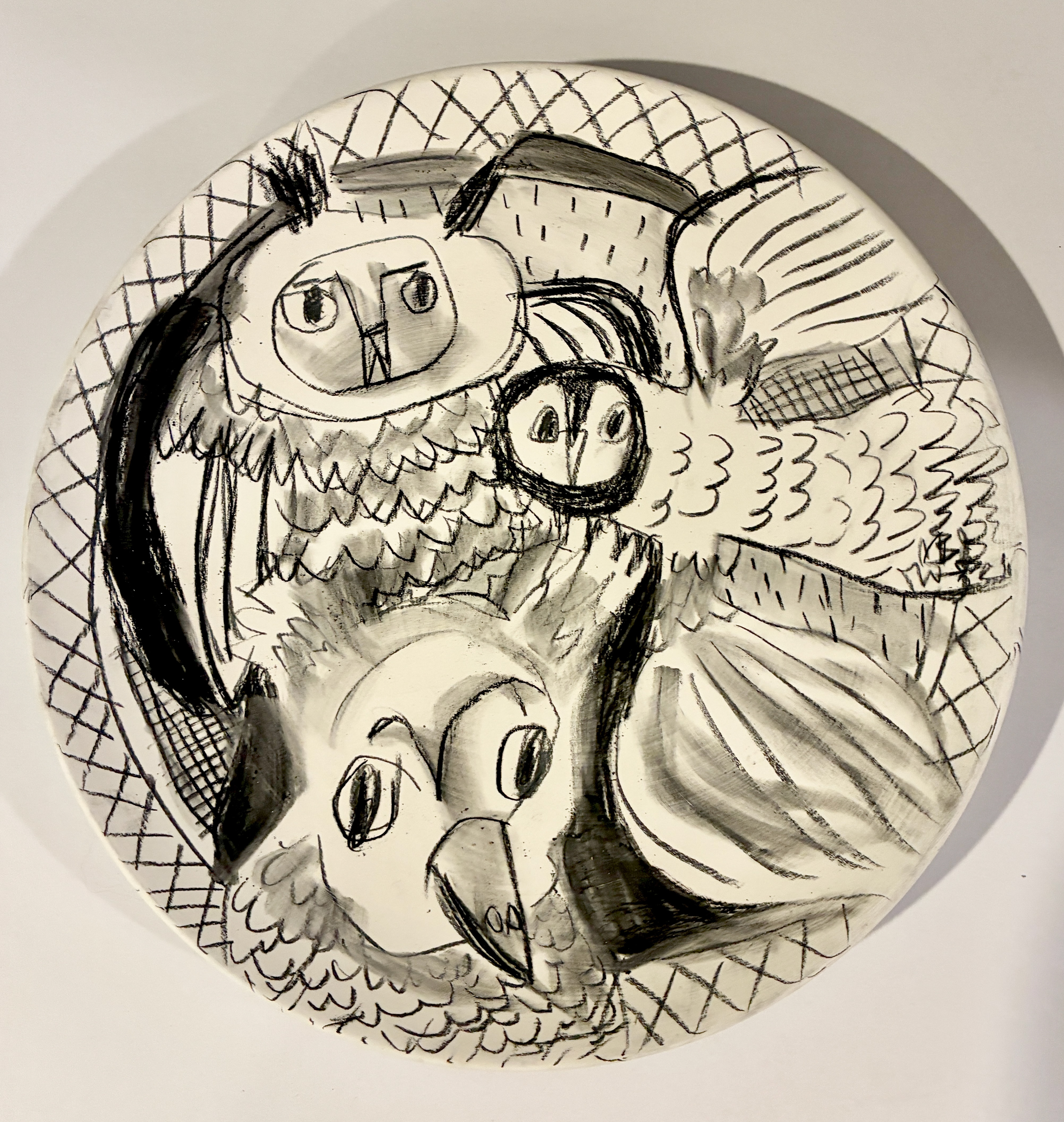 D9 / A Trio of Owls, 10" plate, $120 