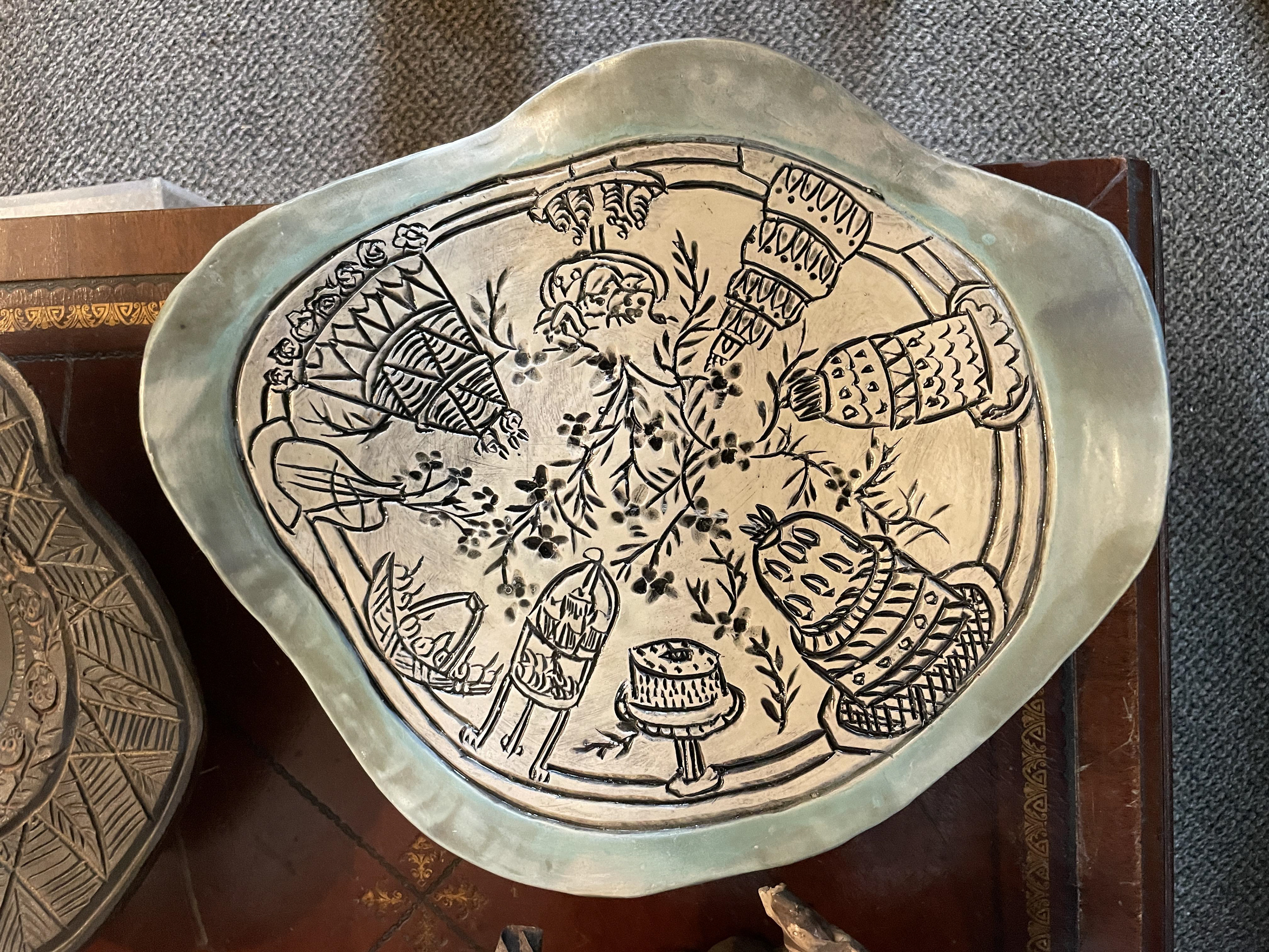 C8 / Cake Stand with 19th C French Cakes, 13" wide on a 1.5" pedestal, sale price, $225
