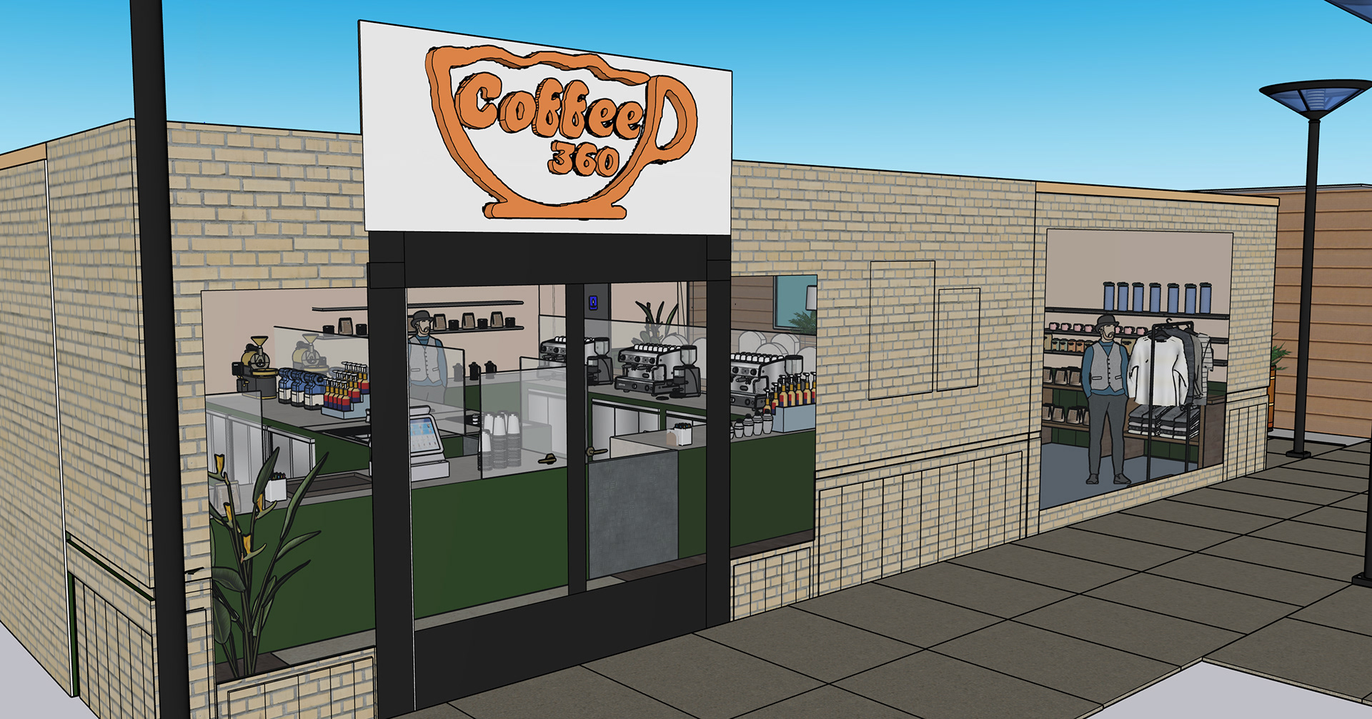 Coffee 360 Exterior - 3D Rendering