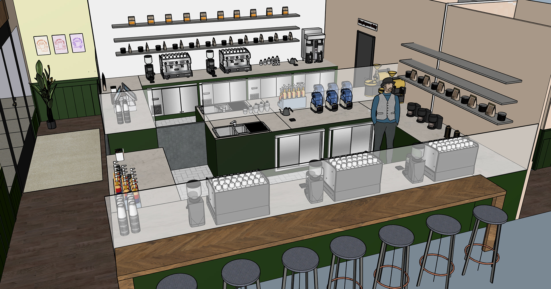 Coffee 360 Interior - 3D Rendering