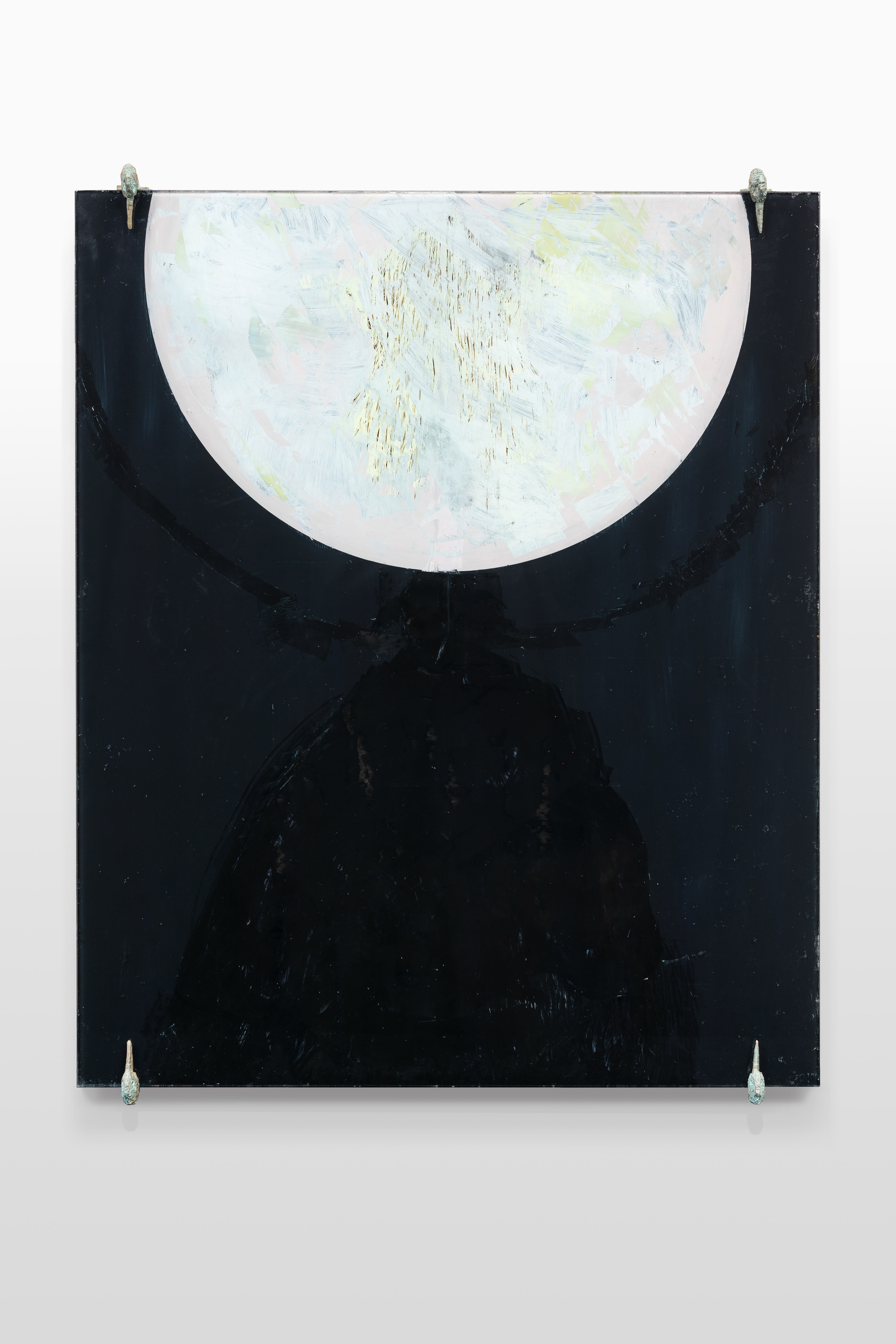 Lag an róise: the hollow of the rose, 2024 oil toughened glass 60.0 x 45.0 cm