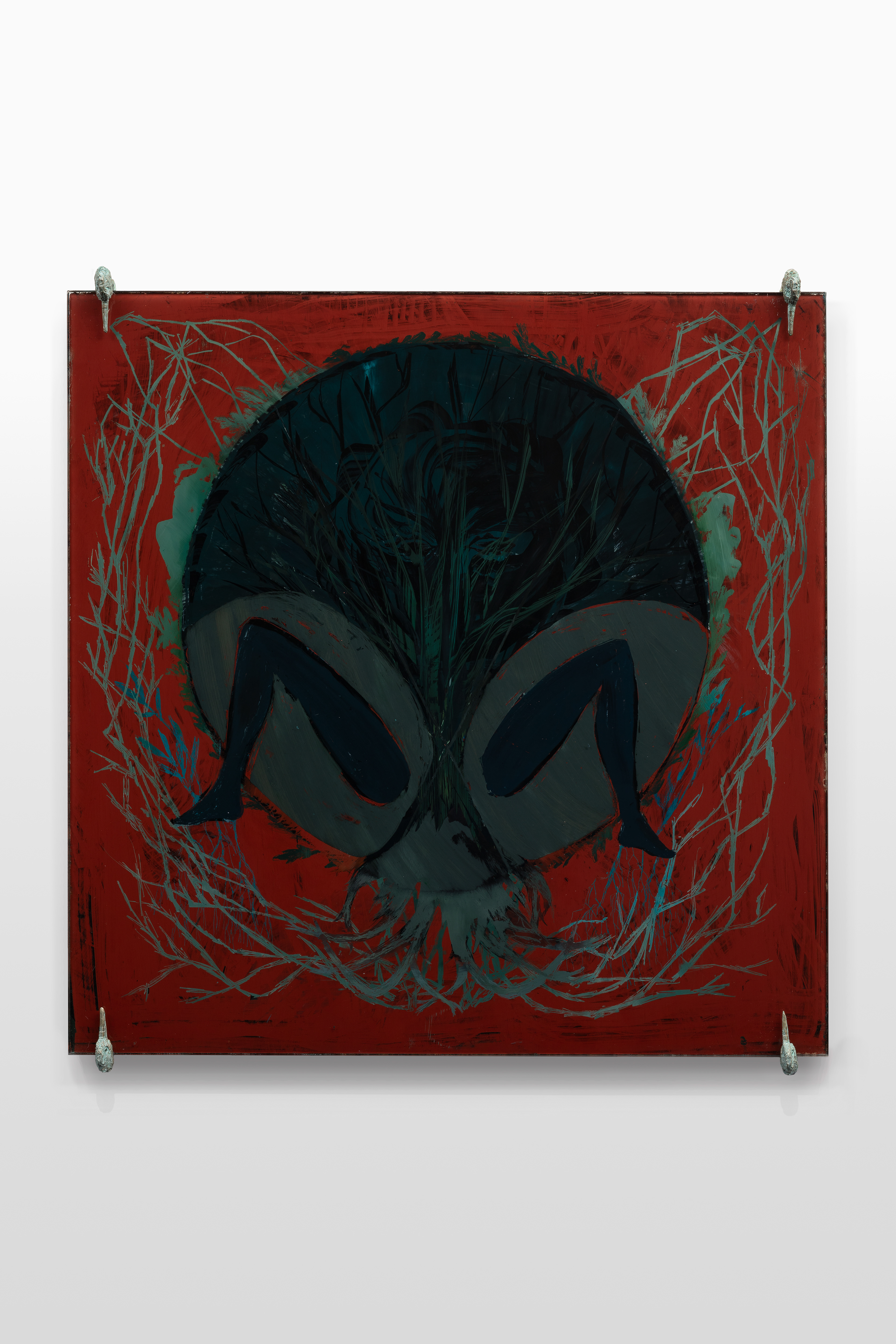 Fliucdhoire/wet oak wood, 2024 oil on toughened glass 50.0 x 50.0 cm
