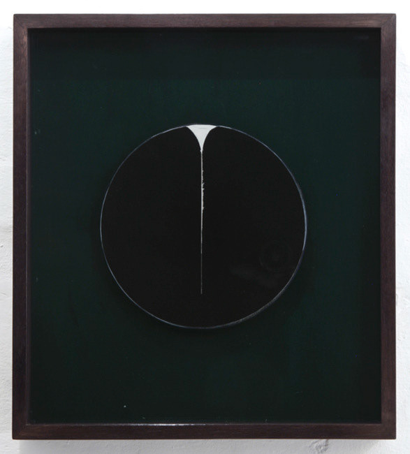 Lunar Declension, 2014, oil on tempered glass, frame, 52.50 x 47.50 x 6.00 cm