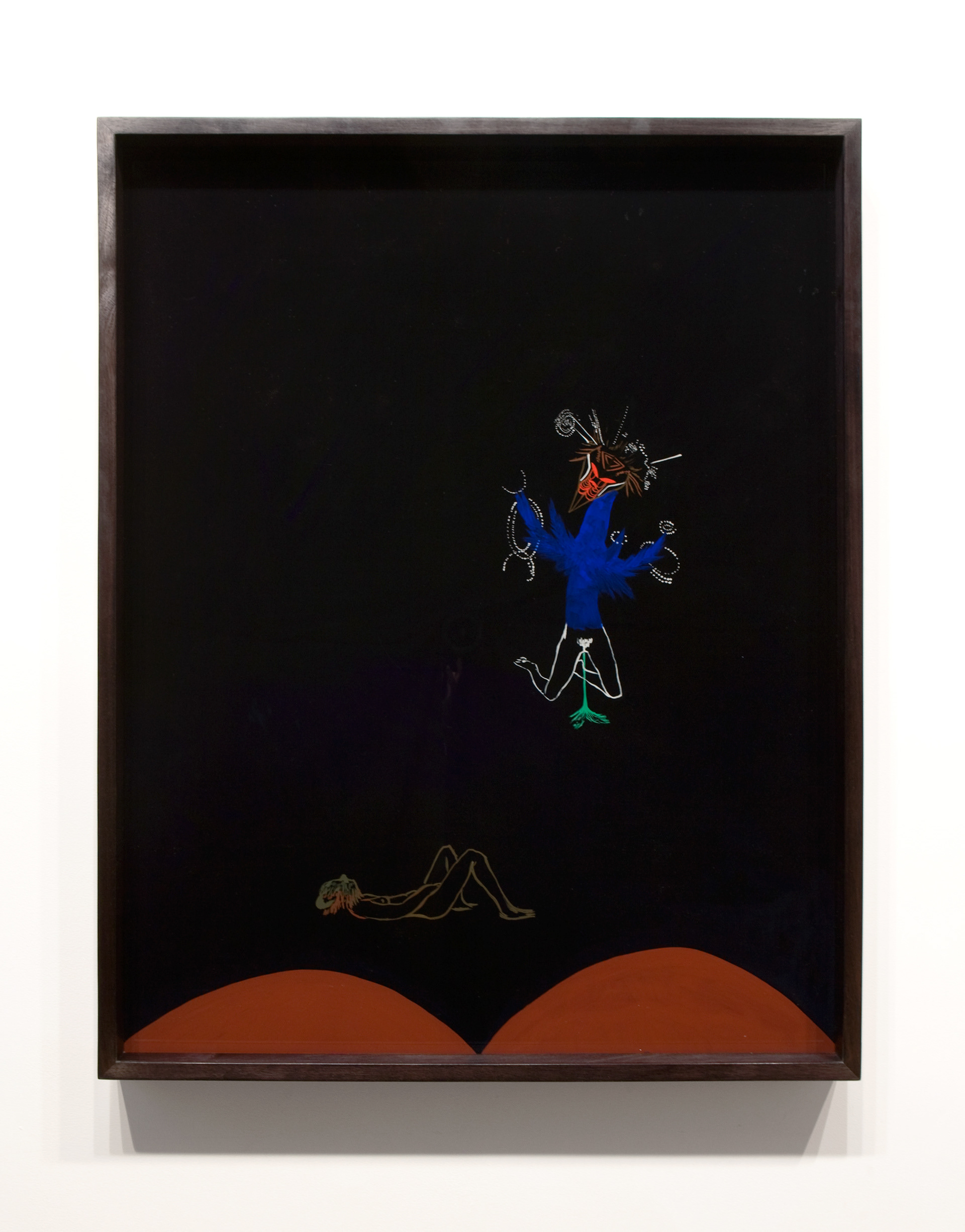 Secrete, oil on glass, frame, 74 x 84 cm