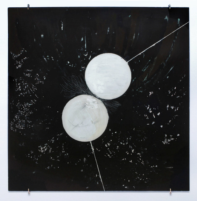 Amethyst Deceivers, 2014, oil on toughened glass, 135.00 x 135.00 x 0.40 cm