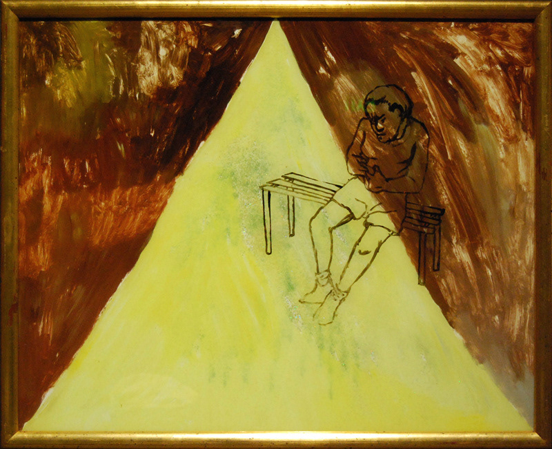 Purification Ritual Oil on glass, frame 60 cm x 70 cm