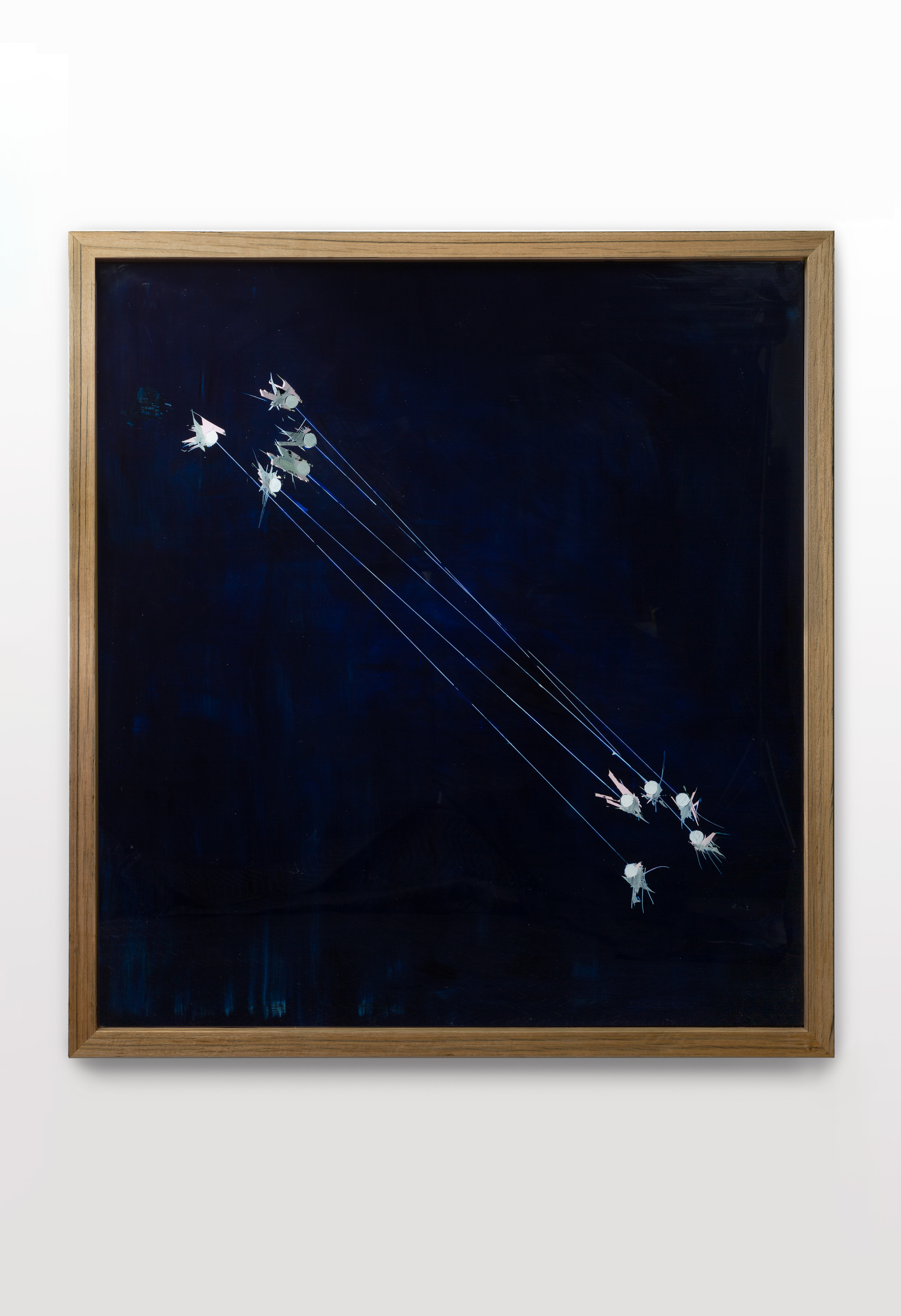 Teinm Laeda (part 2), 2022, 1170 x 1270 mm, oil on toughened glass, frame in reclaimed Eucalyptus oreades