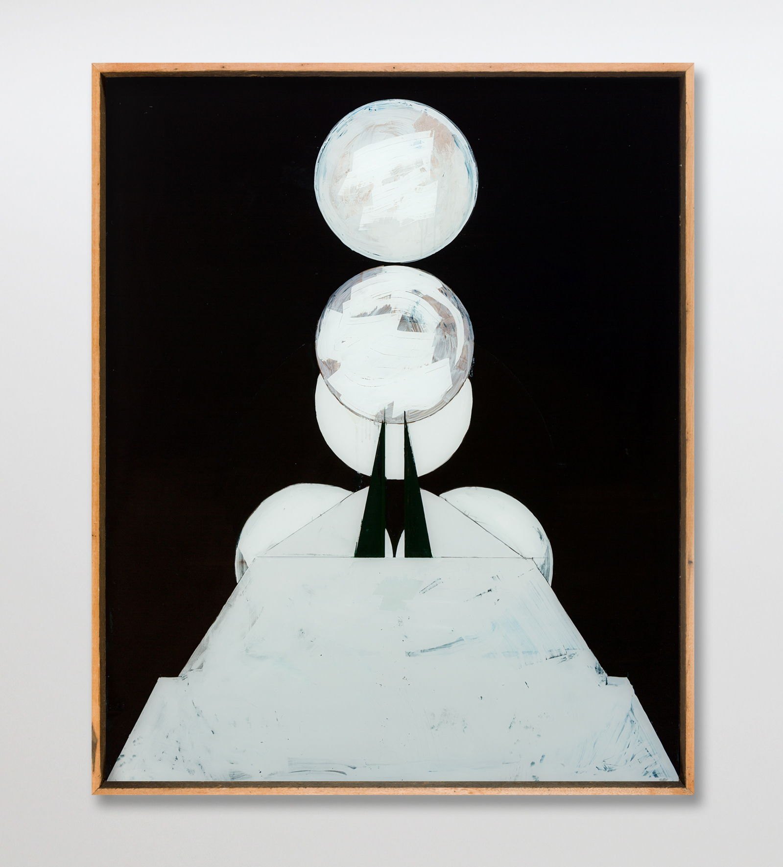 Ur-Kommune 2020 oil on 4mm toughened glass recycled timber frame 115.0 x 95.0 cm