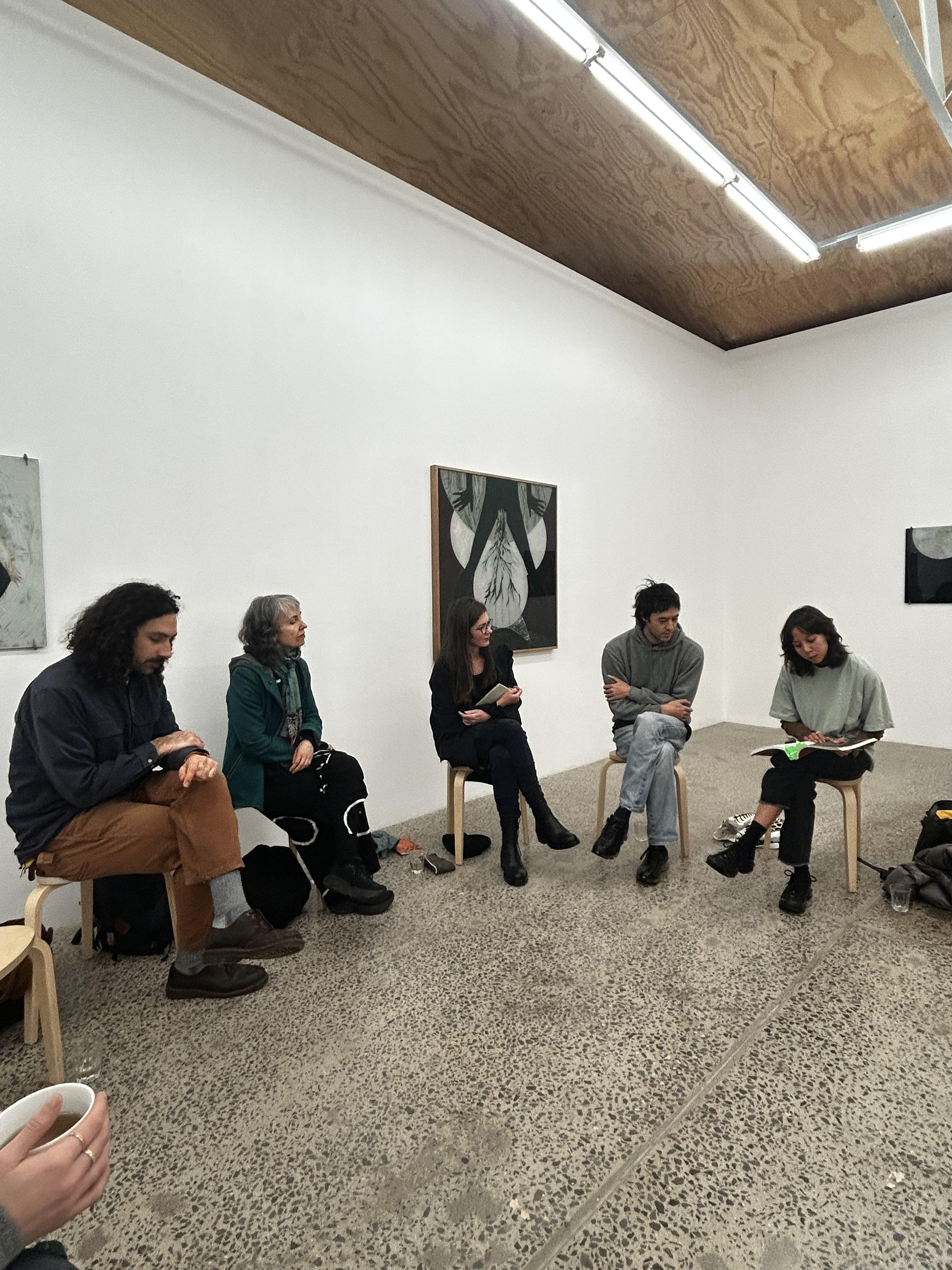 close-readers reading event: Ender Baskan, Tessa Laird, Clare Milledge, Seb Henry-Jones, Lana Nguyen