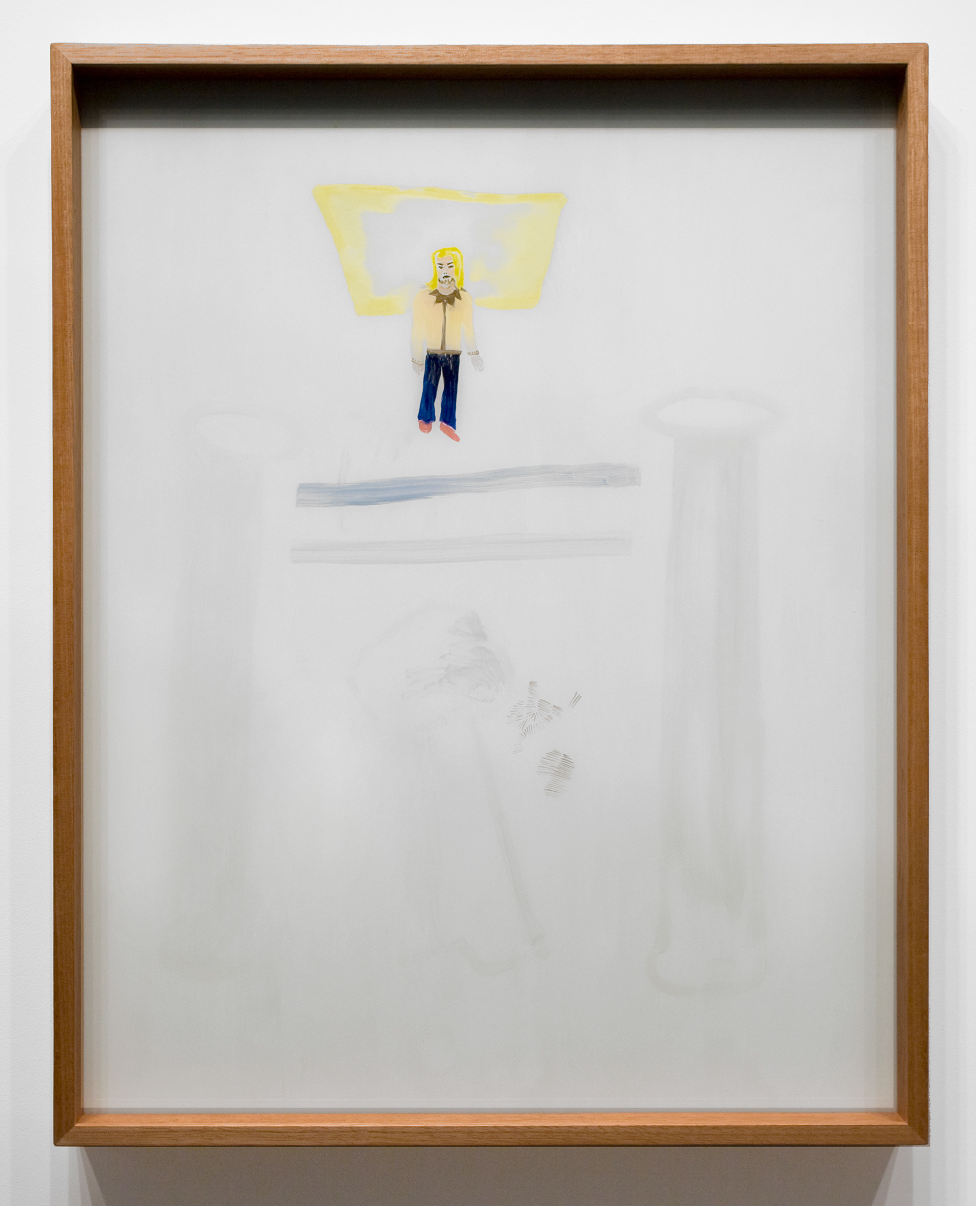 Golden Descent in the Artists' House, oil on glass, frame, 74 x 84 cm