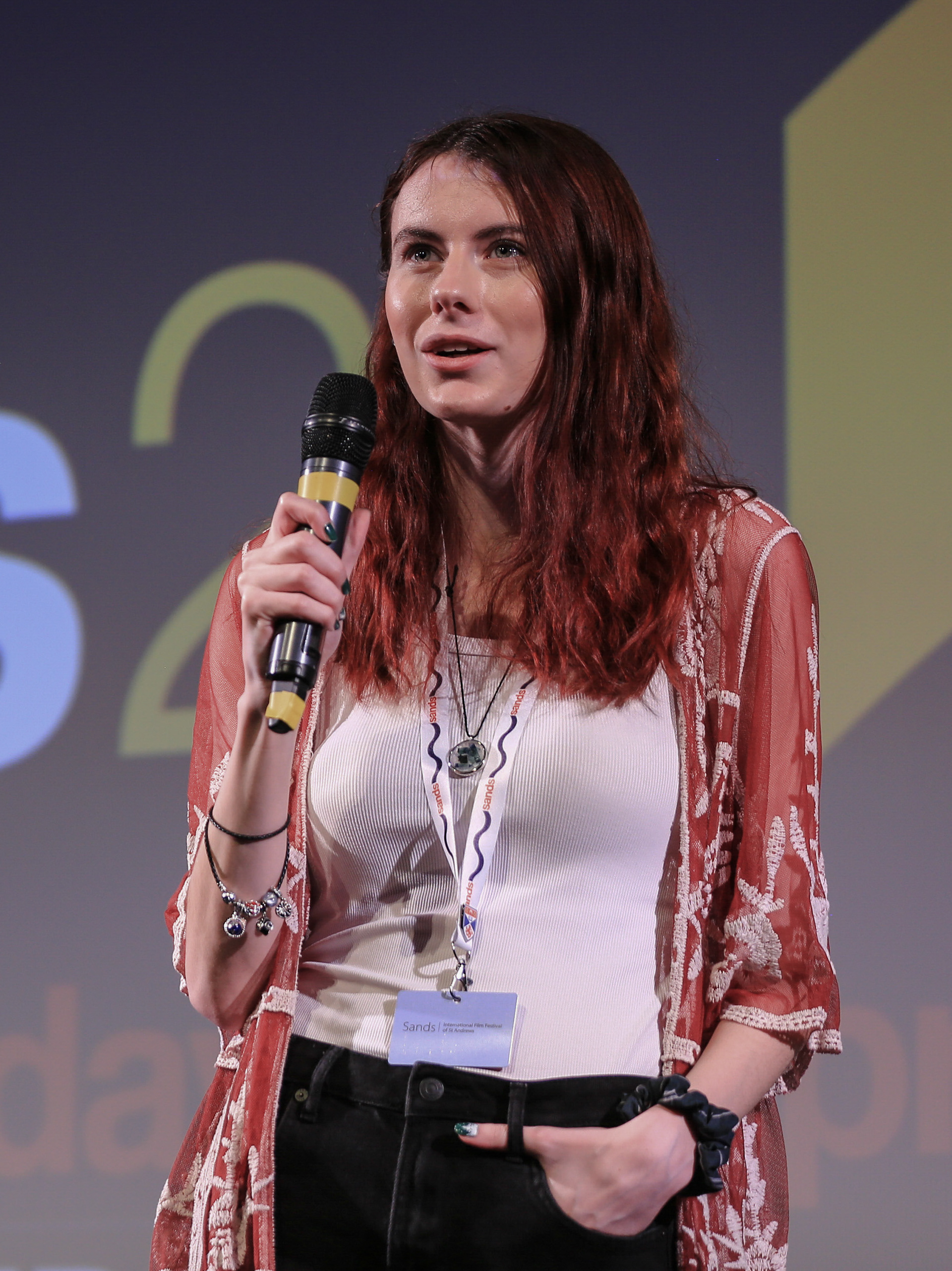 Photo of me introducing a film screening at the Sands International Film Festival 2024.