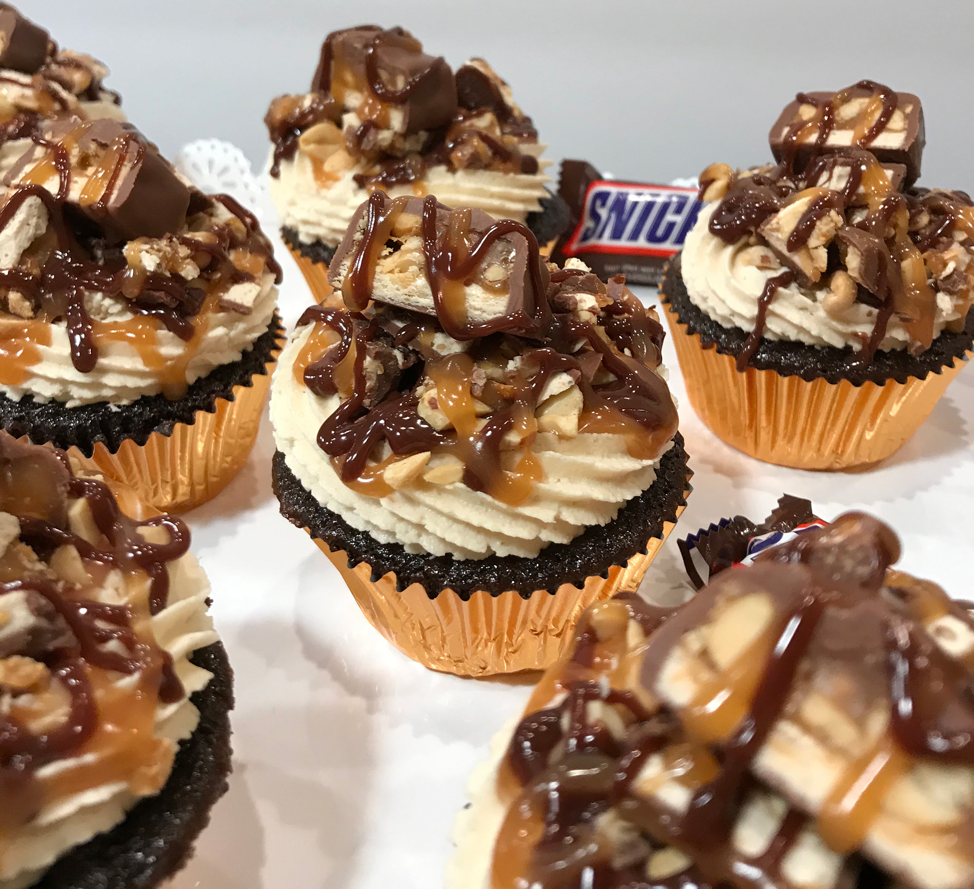 Snickers Cupcakes w/Peanut Butter Buttercream