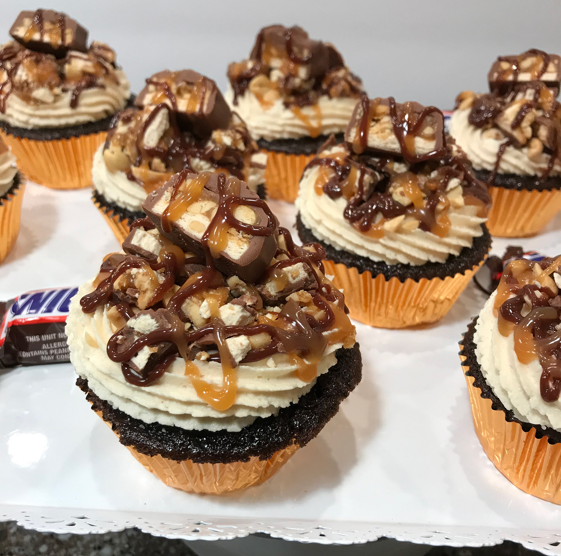 Snickers Cupcakes w/Peanut Butter Buttercream