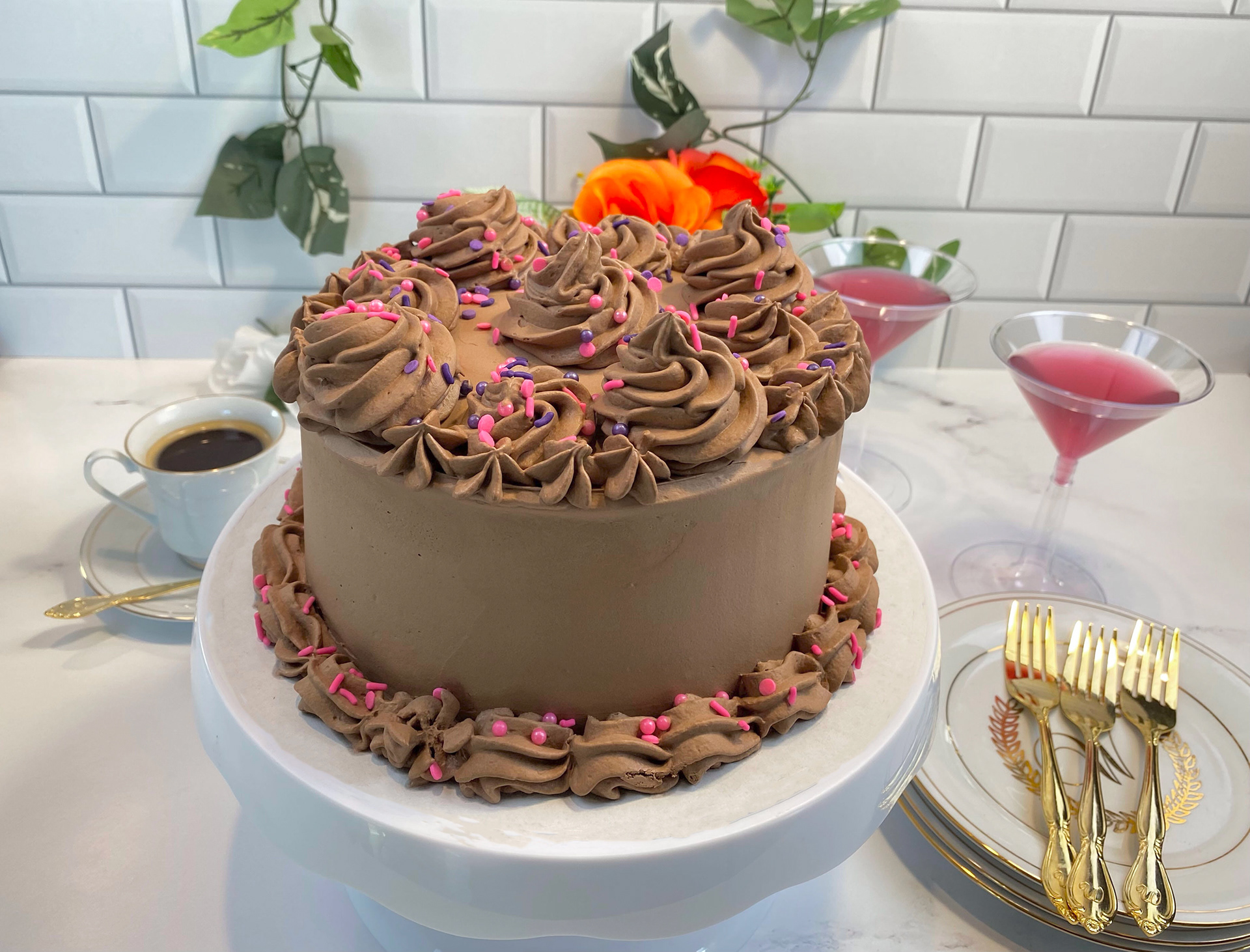 Tres Leches w/Swiss Meringue Chocolate Buttercream