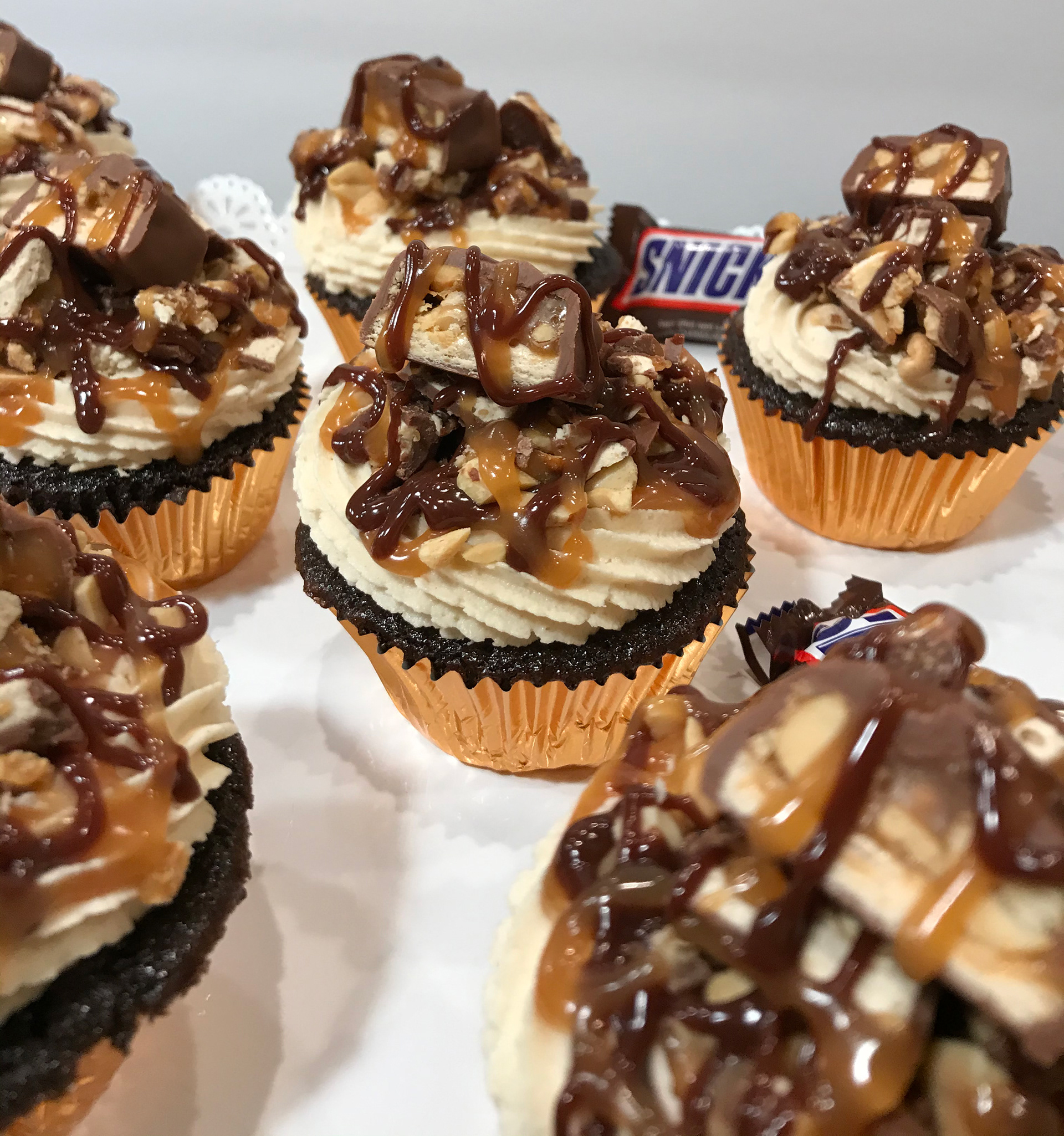 Snickers Cupcakes w/Peanut Butter Buttercream