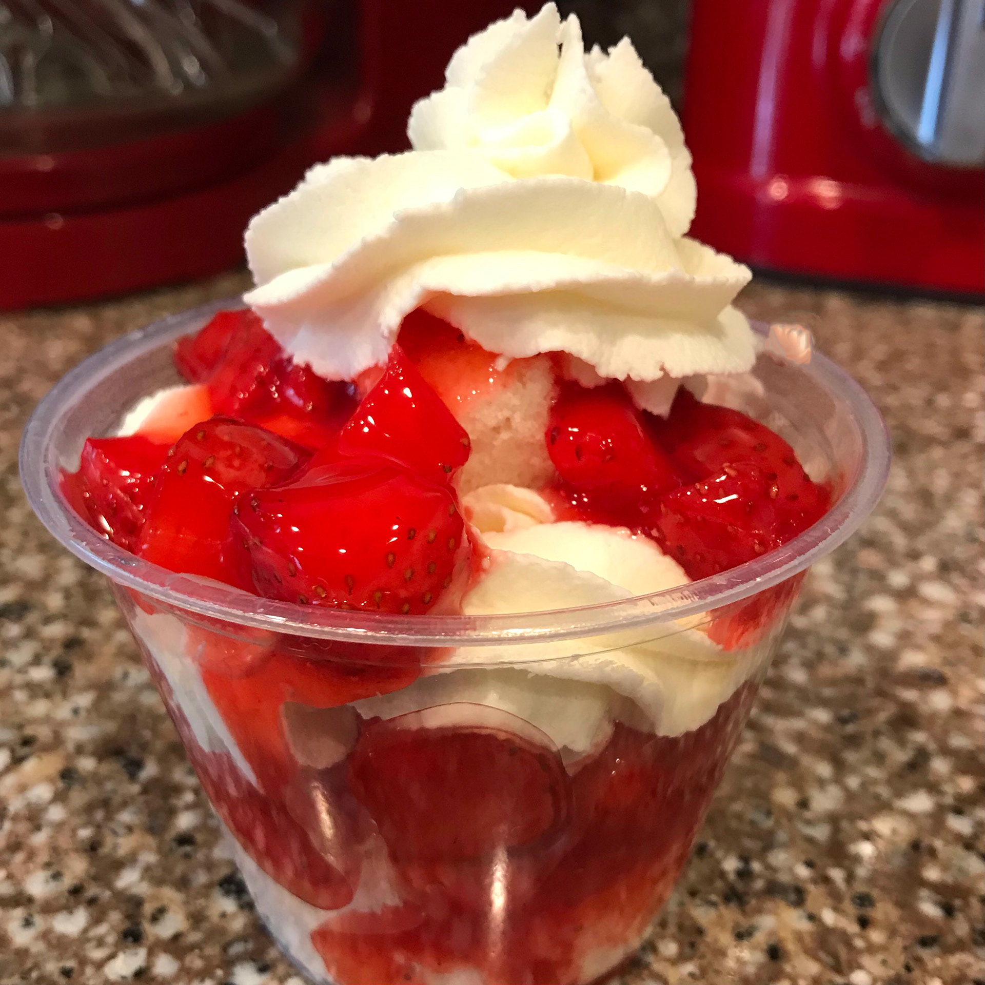 The Trifecta Cup - Glazed Strawberries Whipped Cream & Vanilla Dream Cake