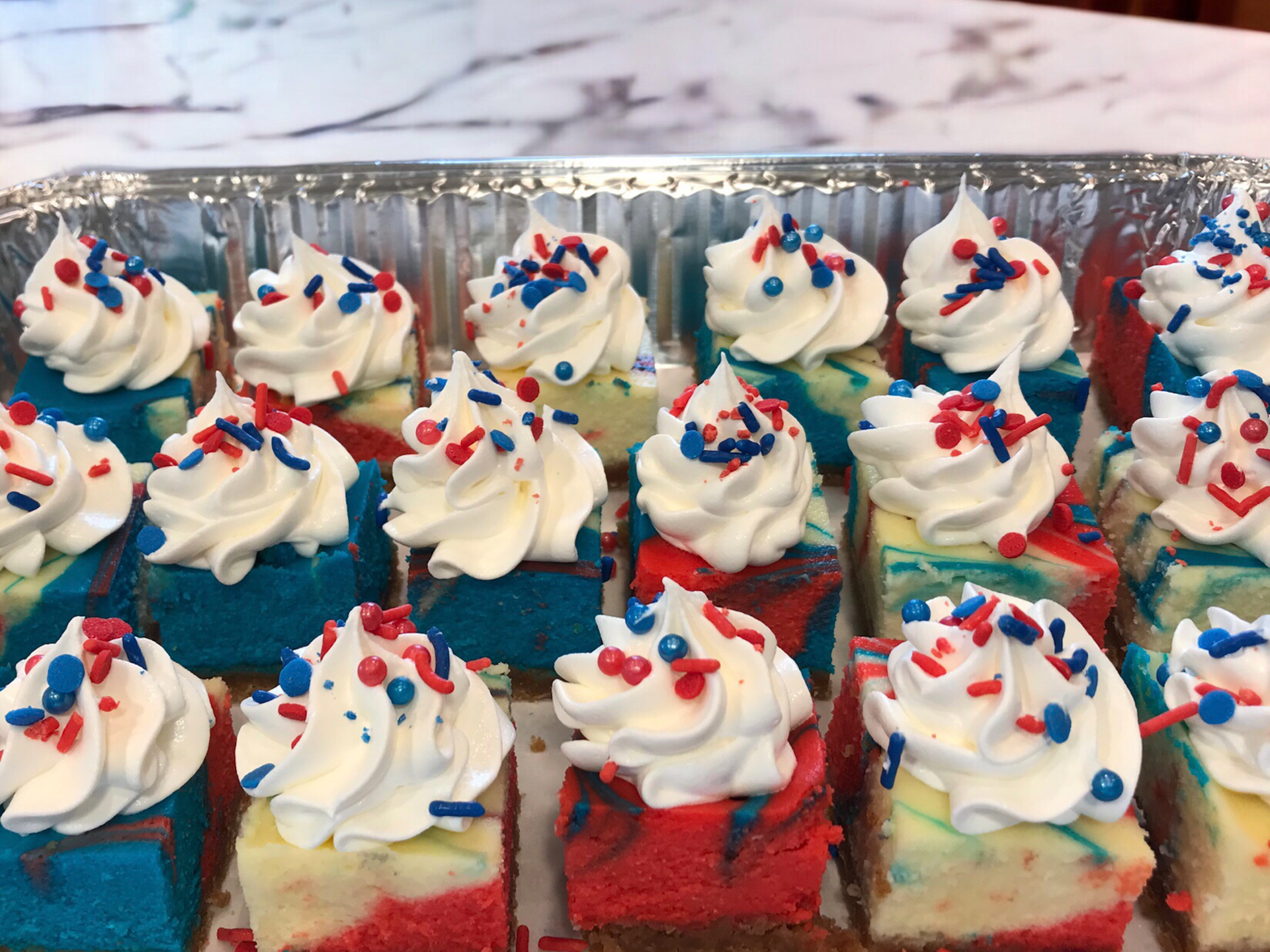 Red, White & Blue Cheesecake Bites