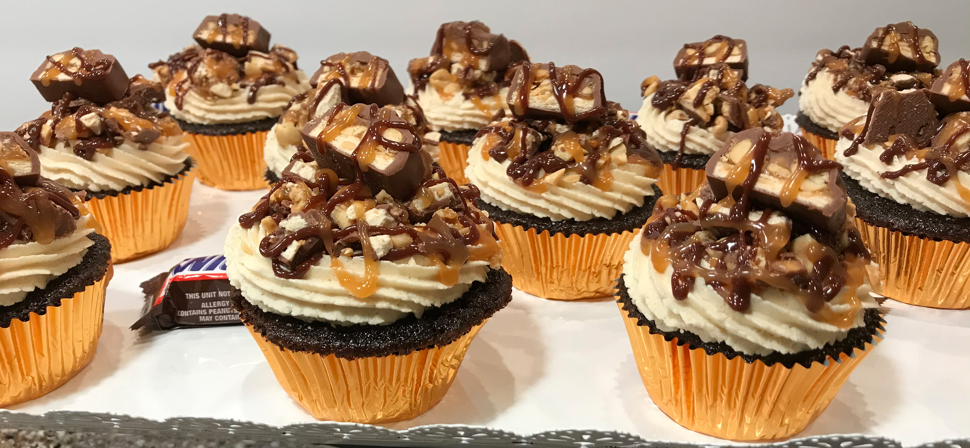 Snickers Cupcakes w/Peanut Butter Buttercream