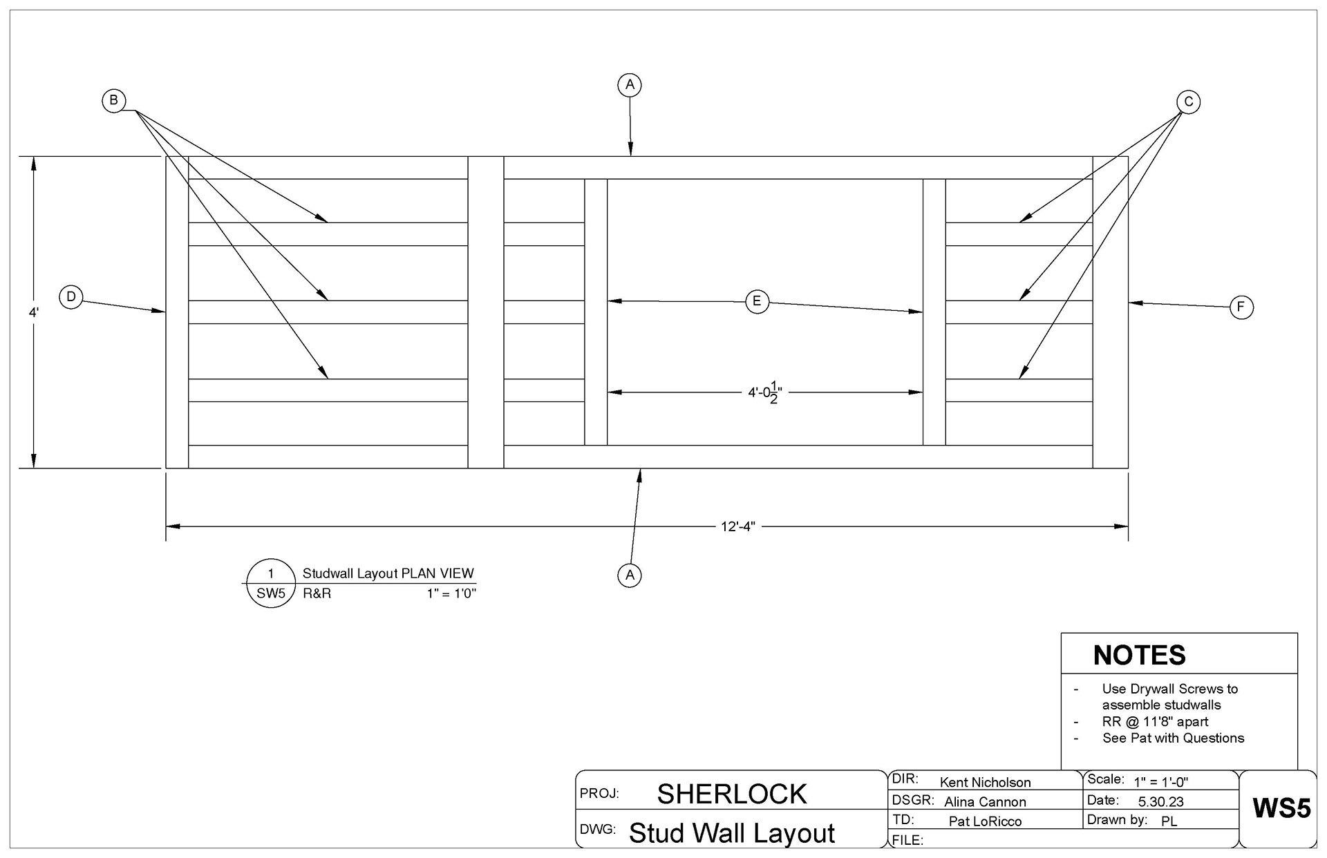 SHERLOCK STUD-WALL LAYOUT DRAFTING