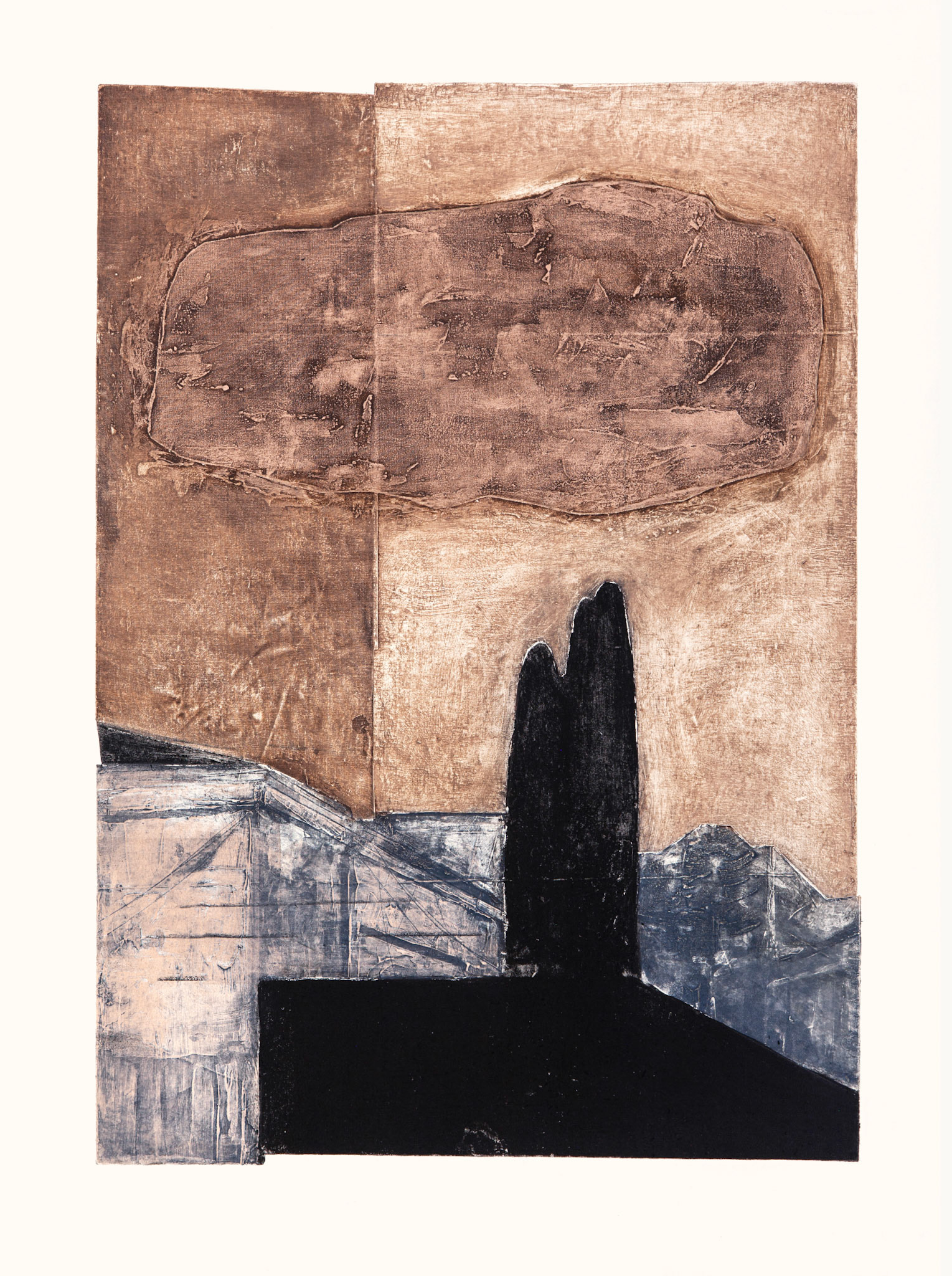 Printed Memory No.1, Collagraph intaglio print, 30"x22"