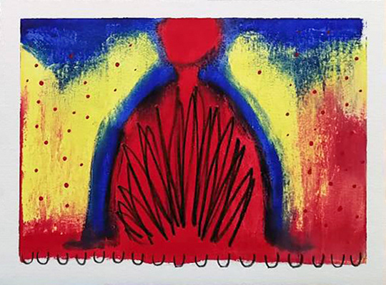Running Body | Oil, Cold Wax Medium, and Pencil on Paper | 6 x 8 in ( 15.24 x 20.32 cm )