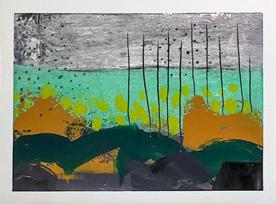 Heaven and Hell | Oil, Cold Wax Medium, and Pencil on Paper | 6 x 8 in ( 15.24 x 20.32 cm )