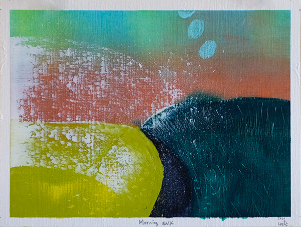 Morning Walk | Oil, Cold Wax on Paper | 9 x 12 in ( 22.86 x 30.48 cm )