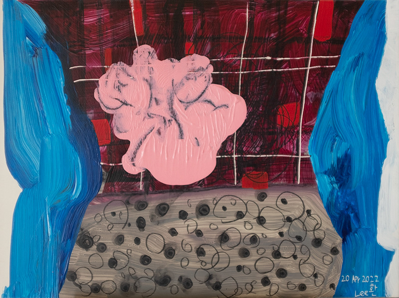 But, Pink | Acrylic and pencil on clayboard | 6 x 8 inch (15.24 x 20.32 cm)