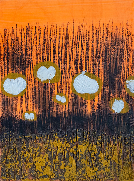 White butts | Acrylic, oil, cold wax, pencil, and sand on wood panel | 10 x 8 in (25.4 x 20.32 cm)