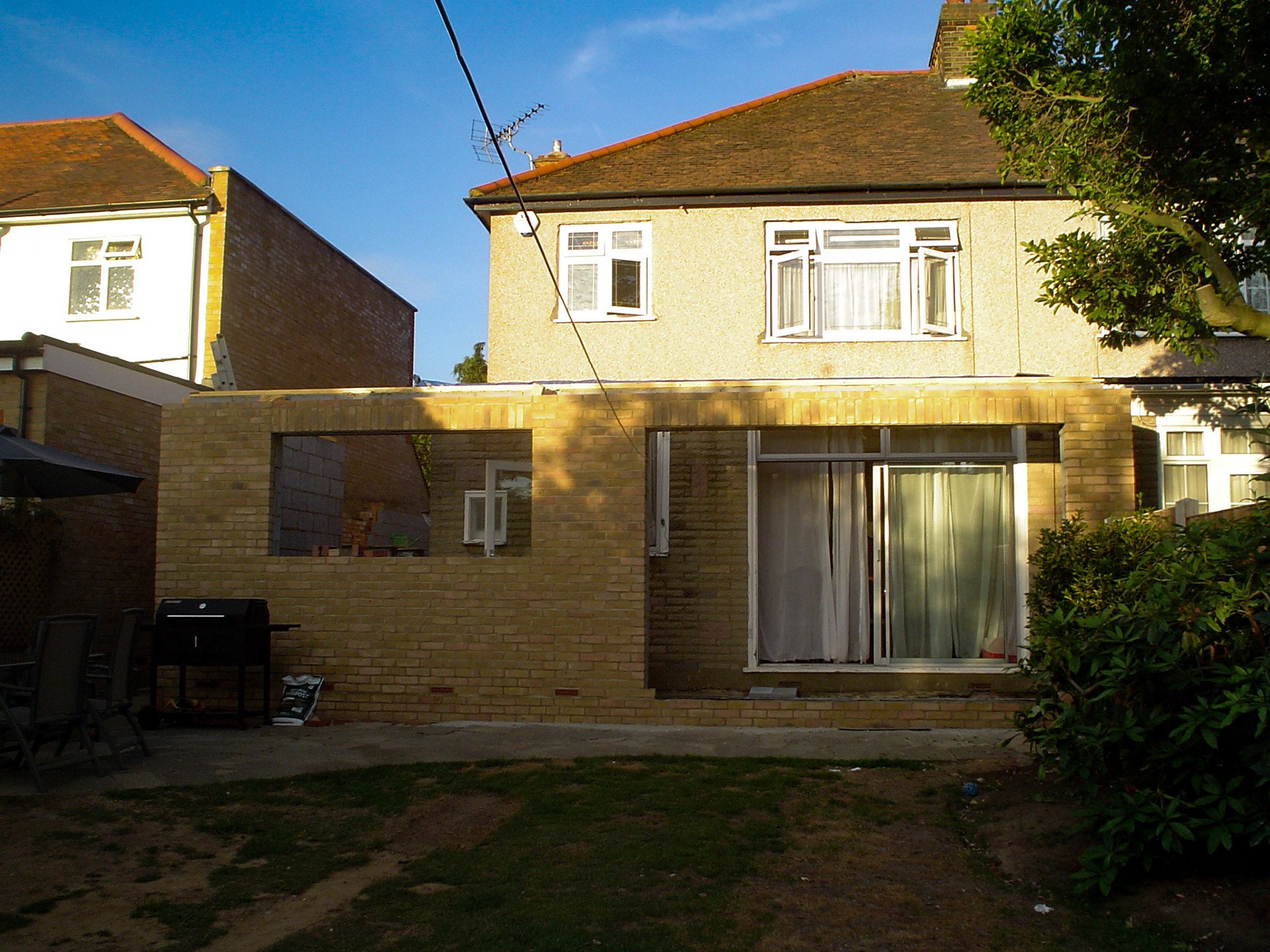 Single storey extension underway.