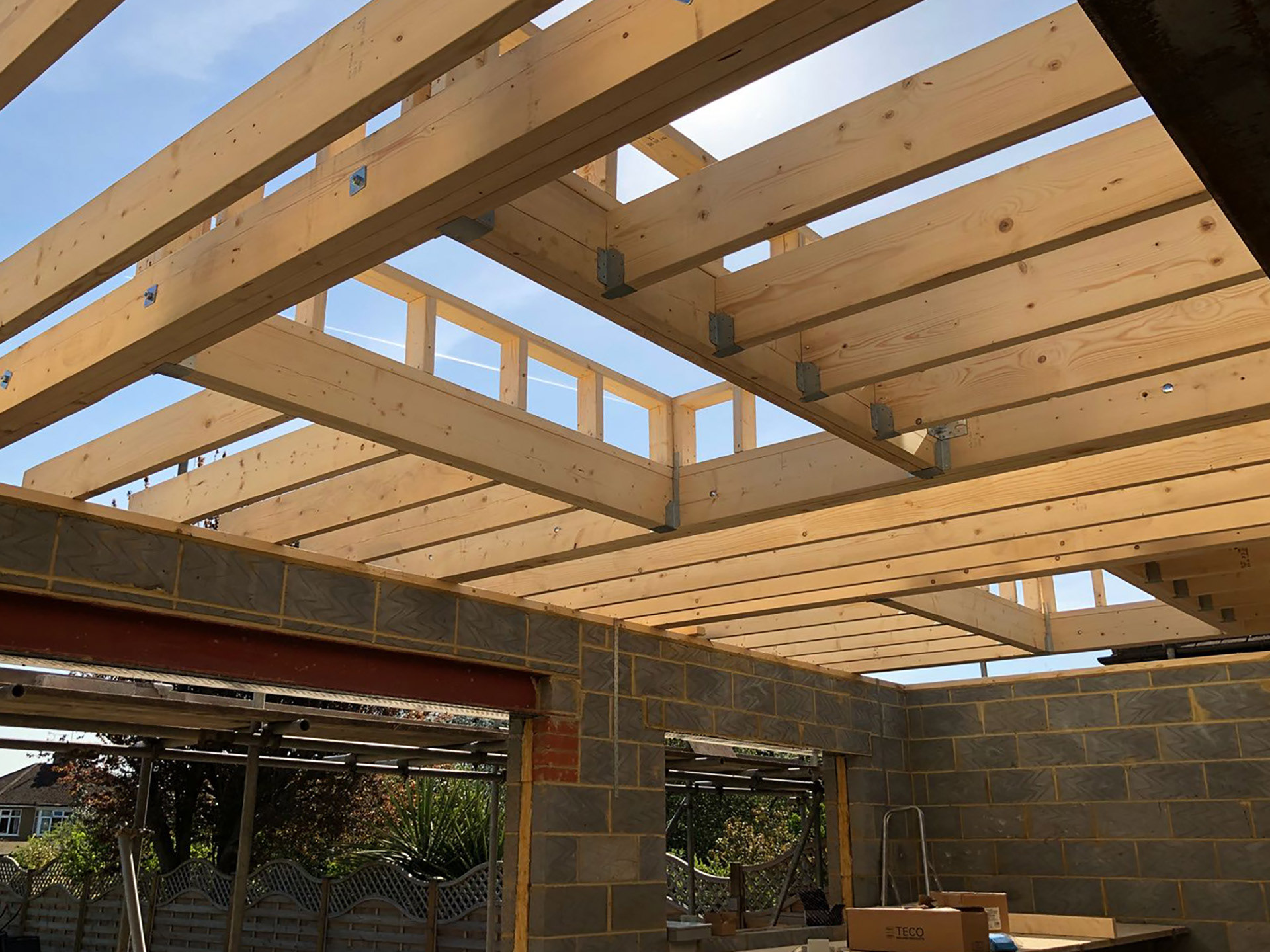 Timber frame for skylights.