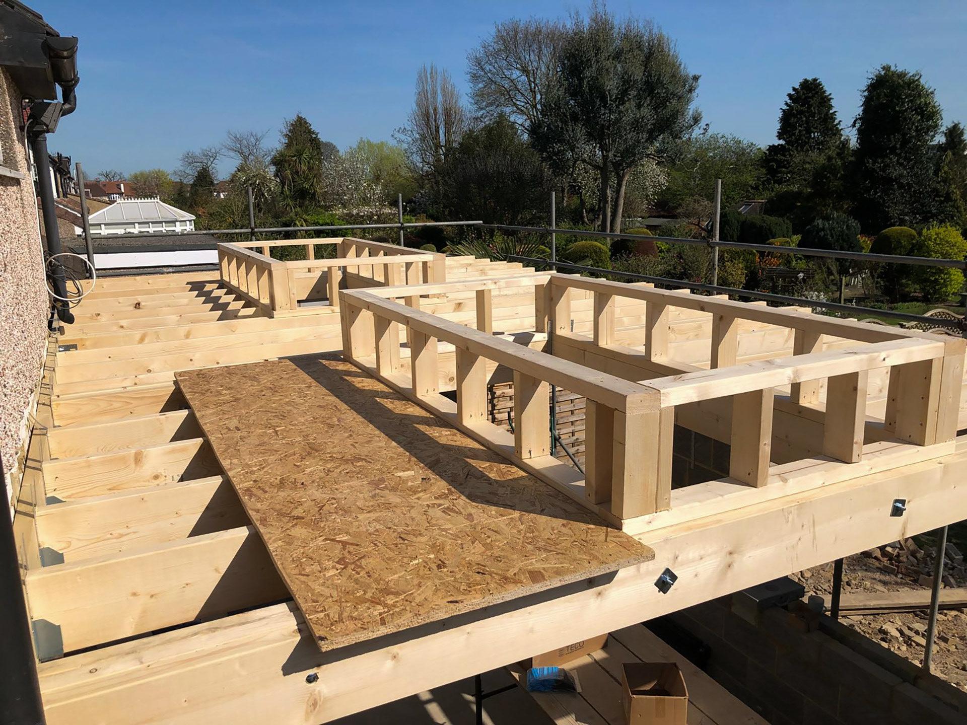 Timber frame for skylights.