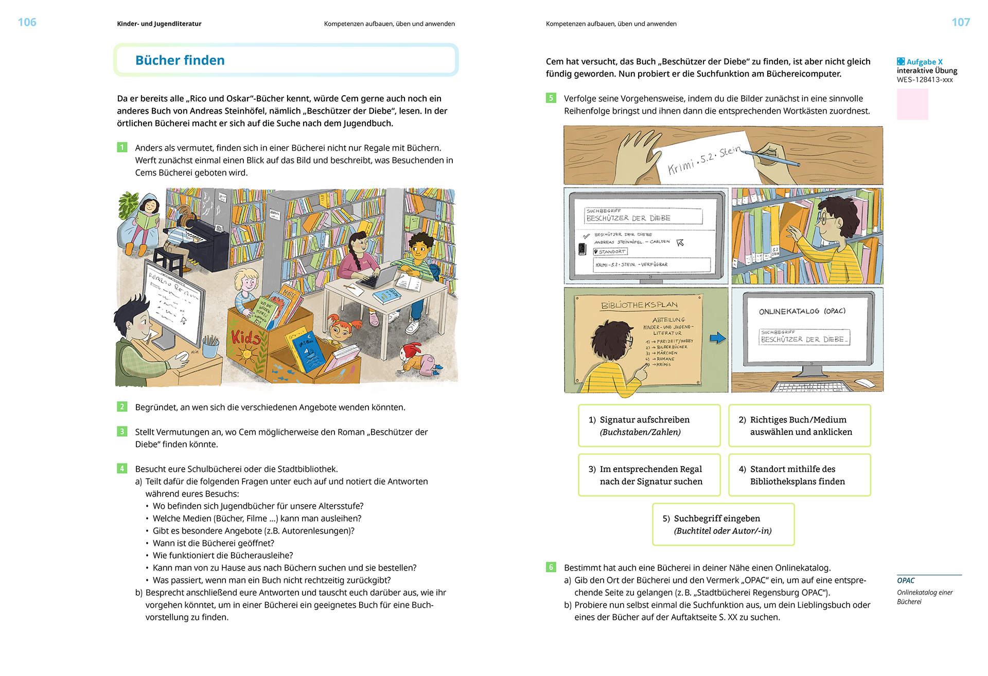 Diverse Schüler und Schülerinnen in der Schulbibliothek