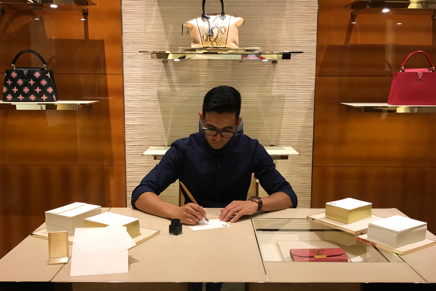 Customization action at Louis Vuitton.