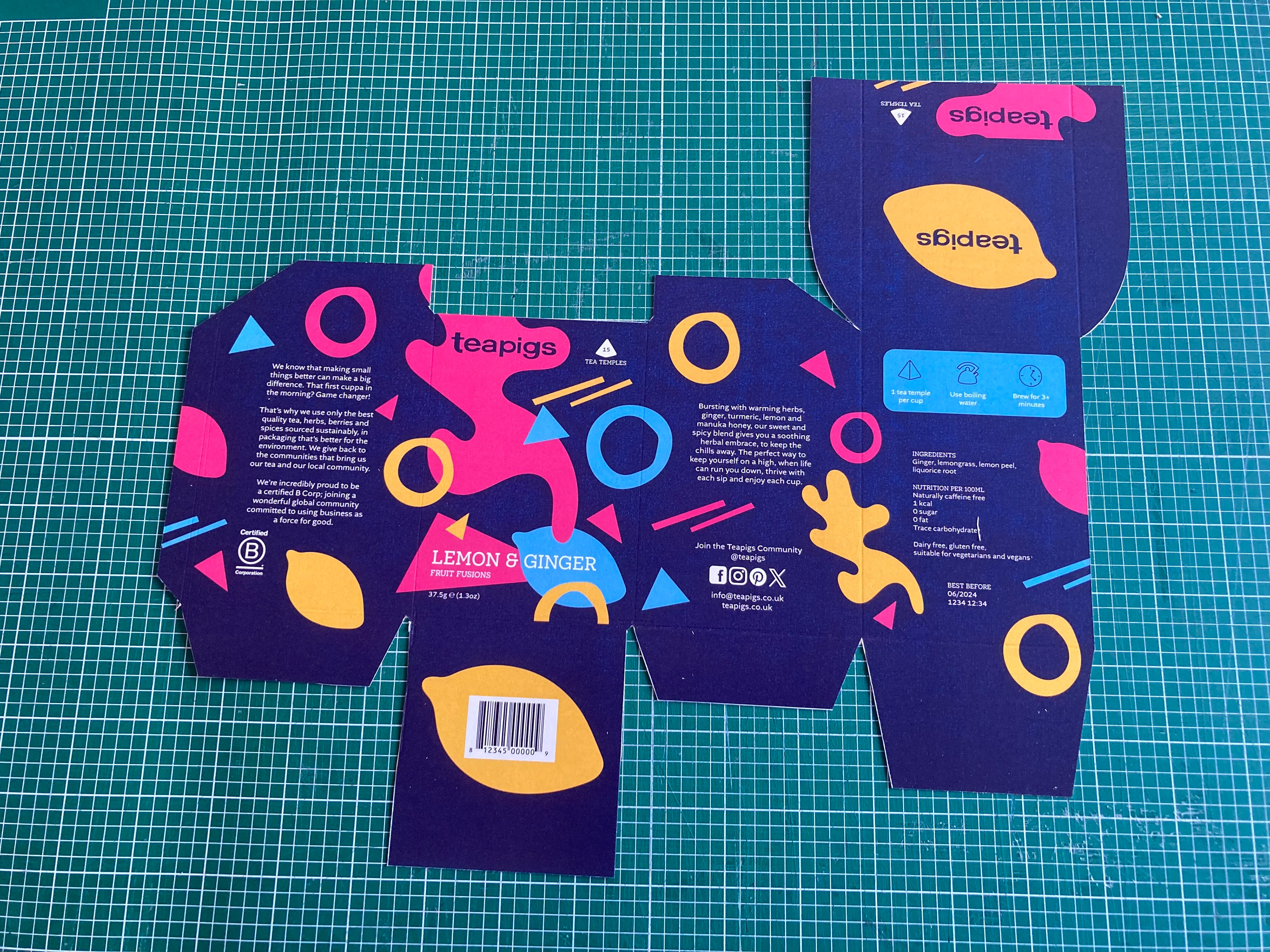 Printed net for the tea boxes