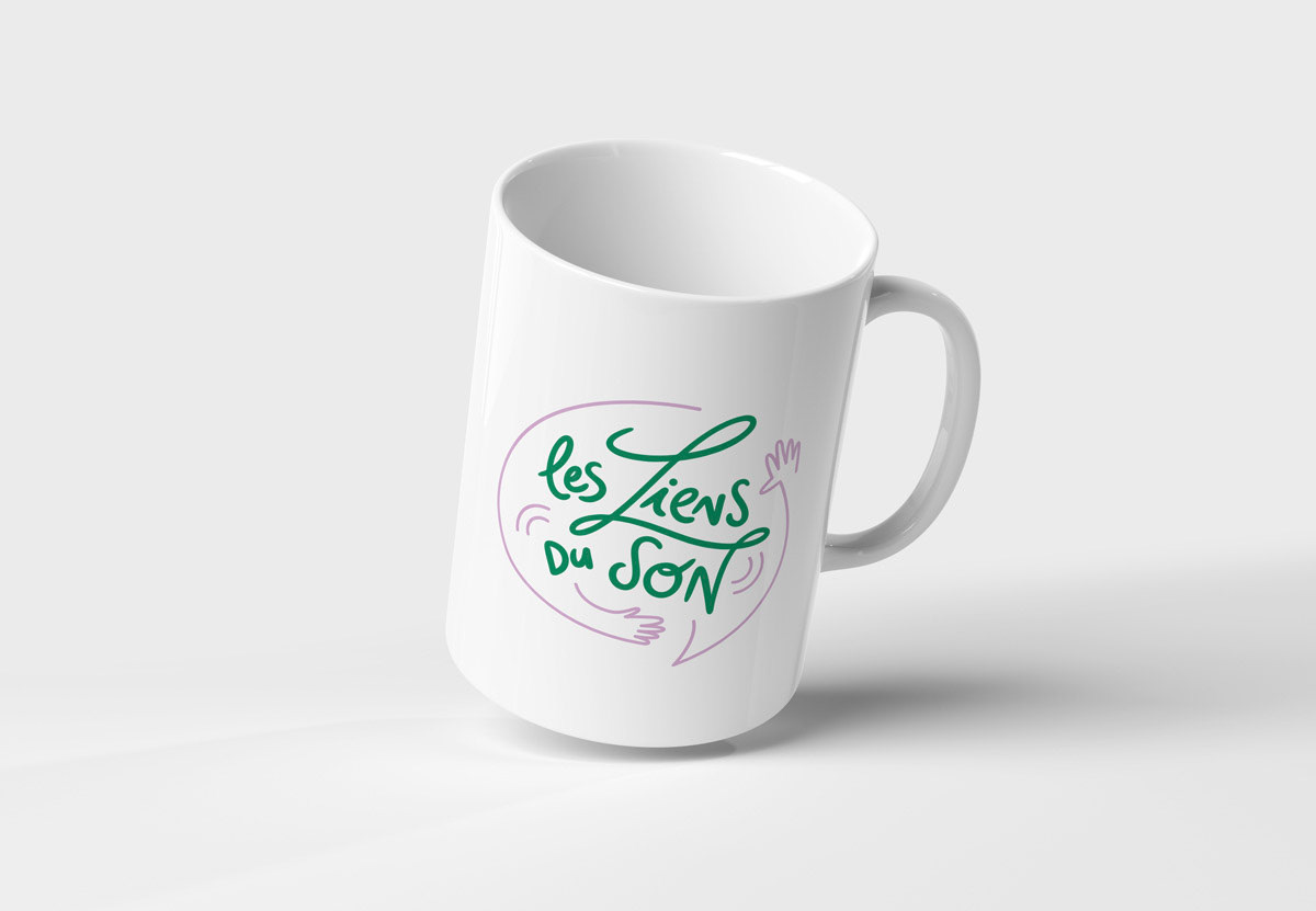 A mockup of a floating mug on white background