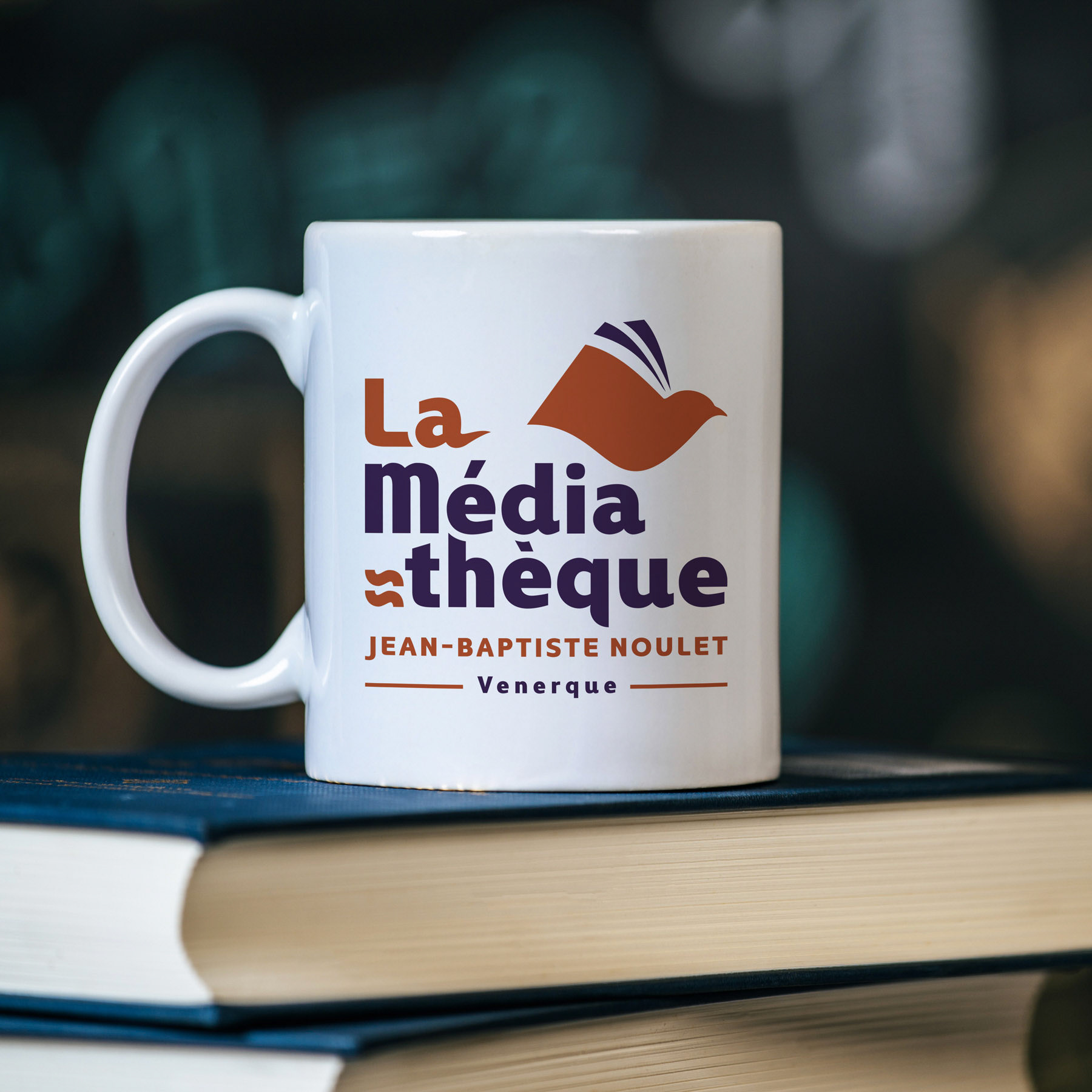 cup on the books in classroom