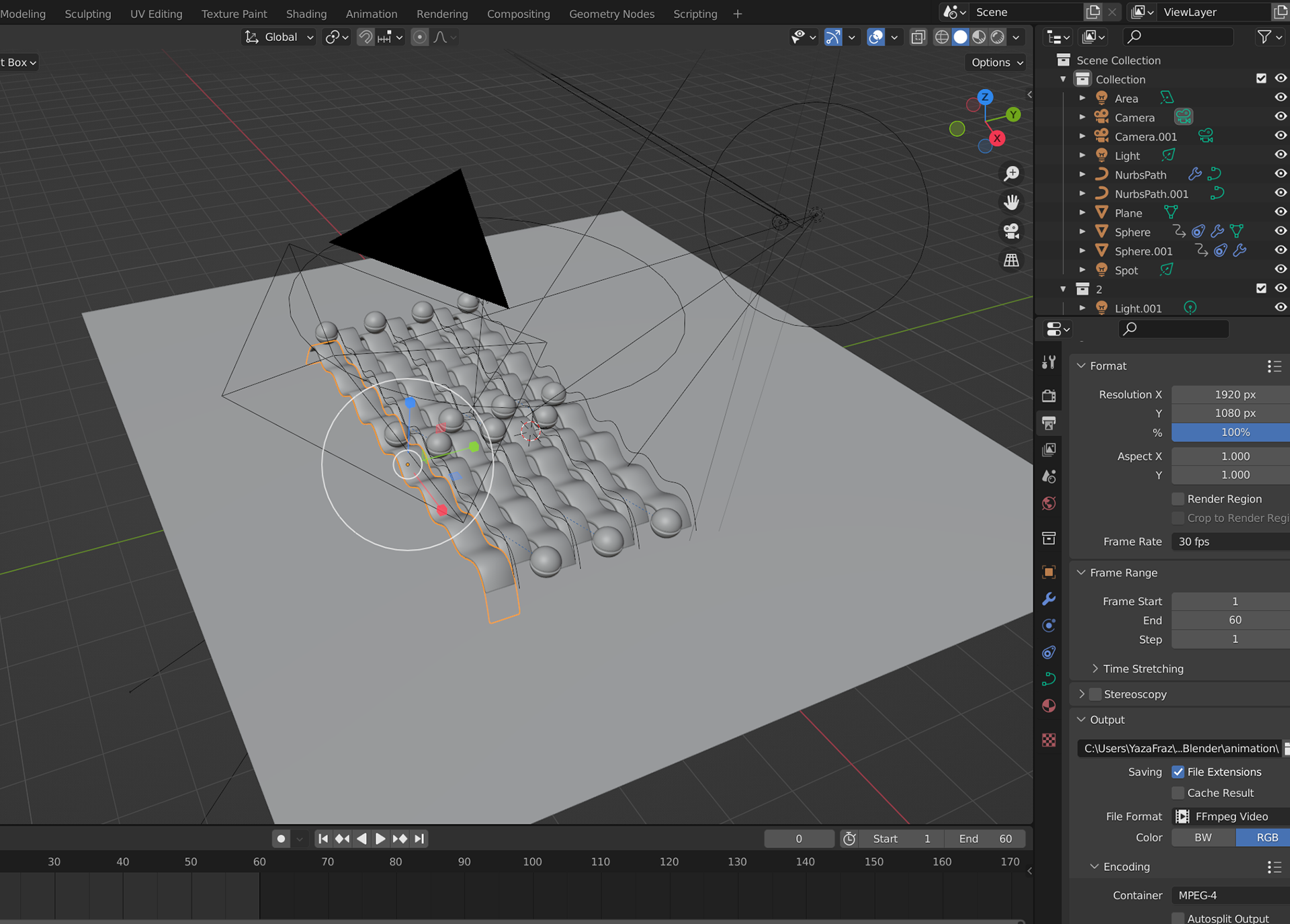 Scene set up with lighting and a camera.