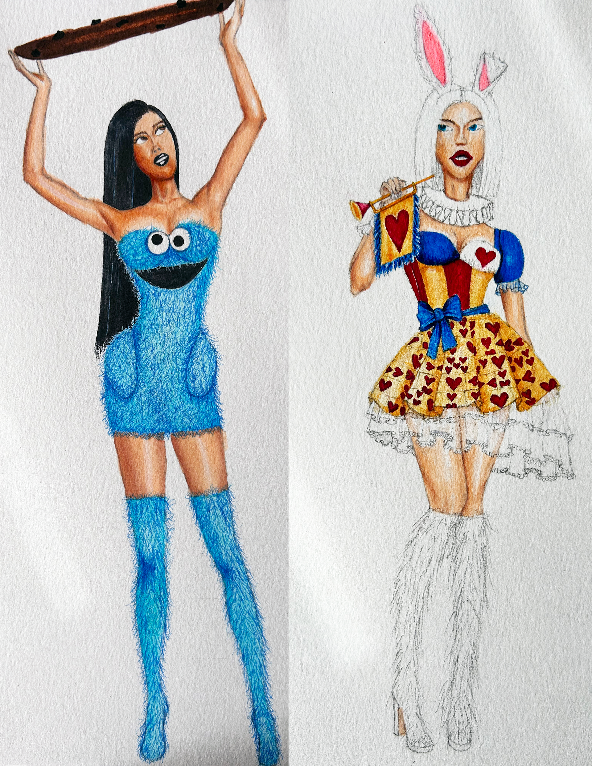 Halloween Costumes: Cookie Monster & Vintage White Rabbit (Alice in Wonderland)