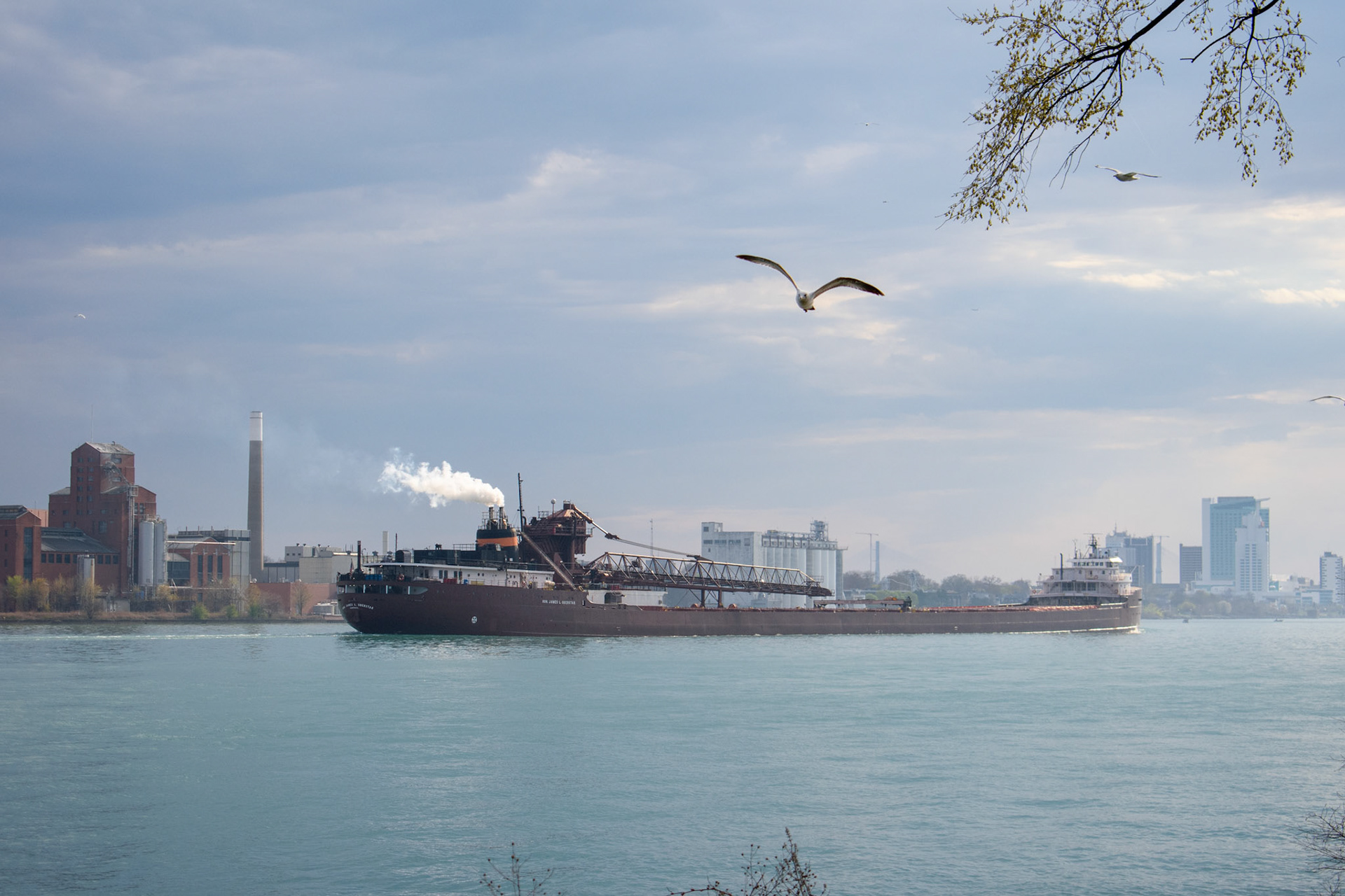 Ship in the Detroit River