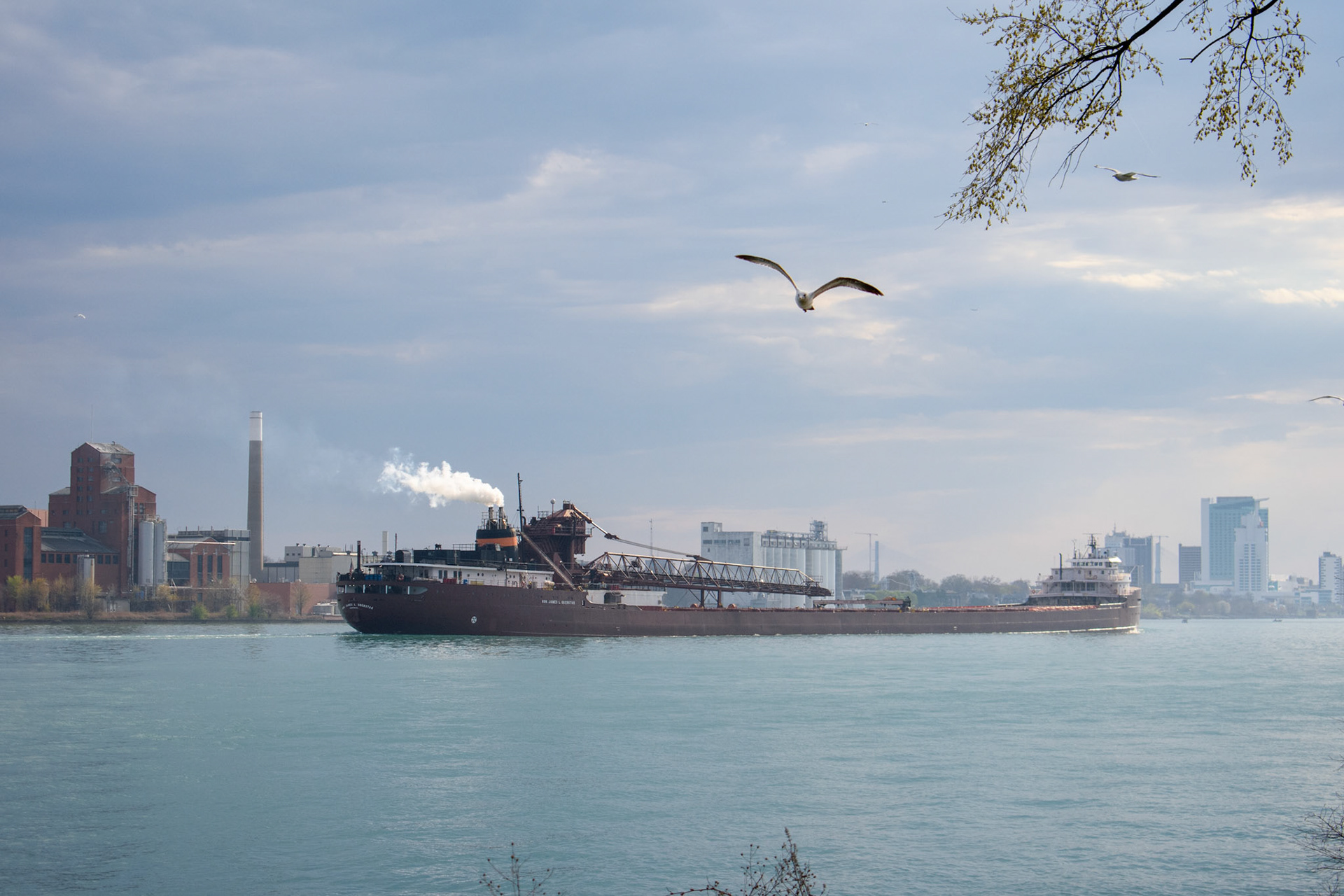 Ship in the Detroit River
