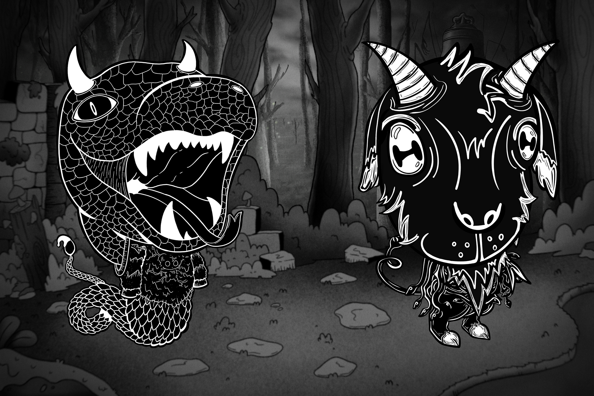 Our avatars side-by-side, featuring a seamless background