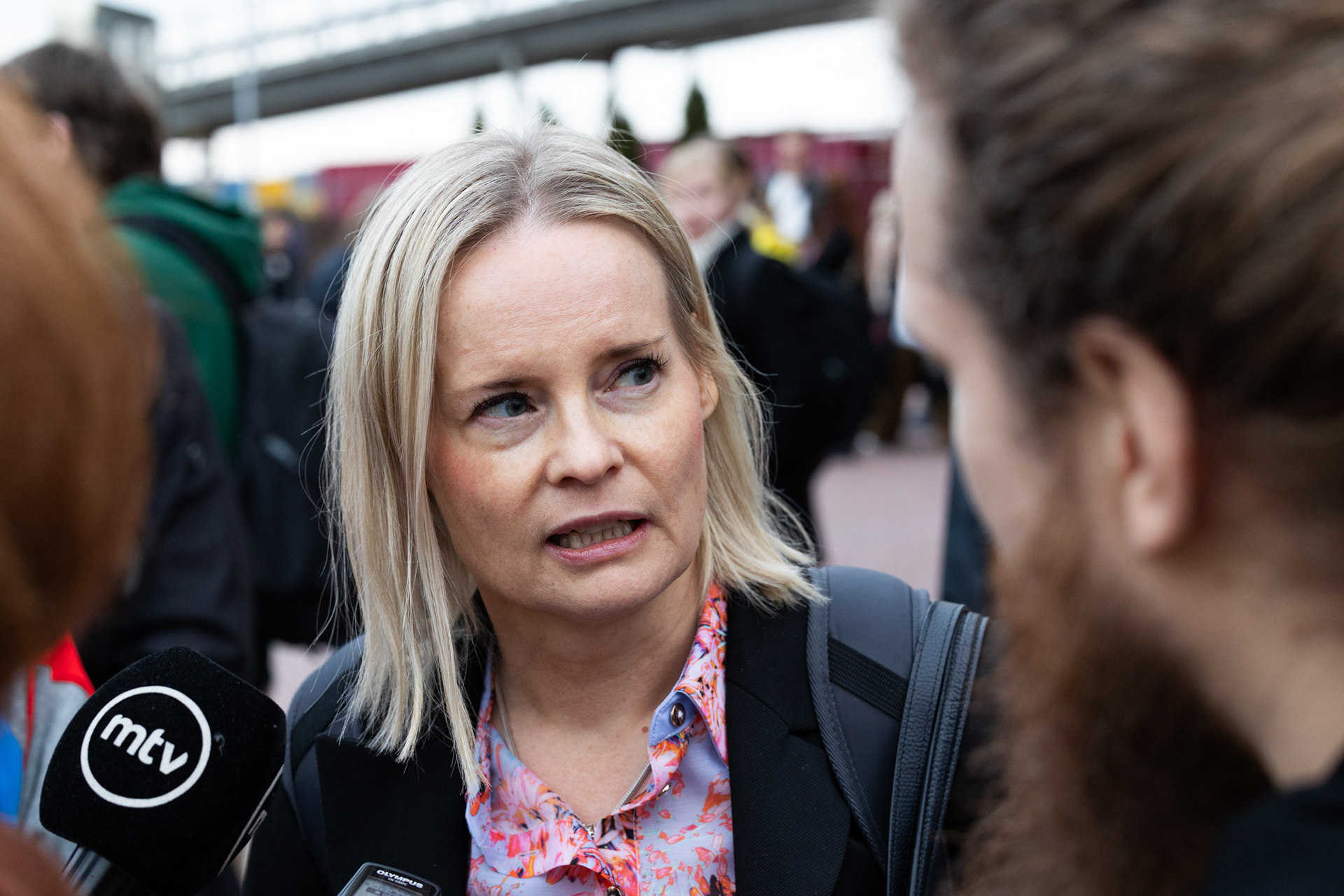 Deputy Prime Minister of Finland and Finance Minister Riikka Purra comments on a political scandal in the Turku harbour for STT-Lehtikuva/Finnish News Agency. 2024