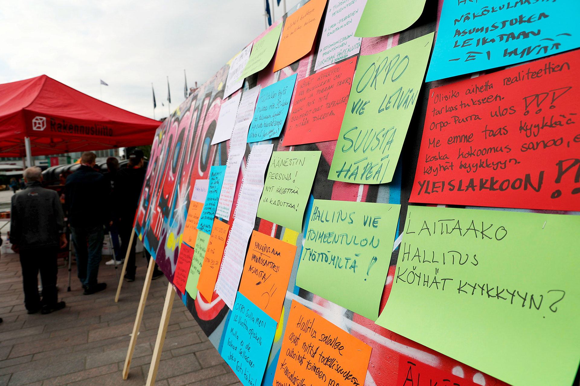 A demonstration, organized by Service Union United PAM & The Finnish Construction Trade Union, in Turku for STT-Lehtikuva/Finnish News Agency. 2023